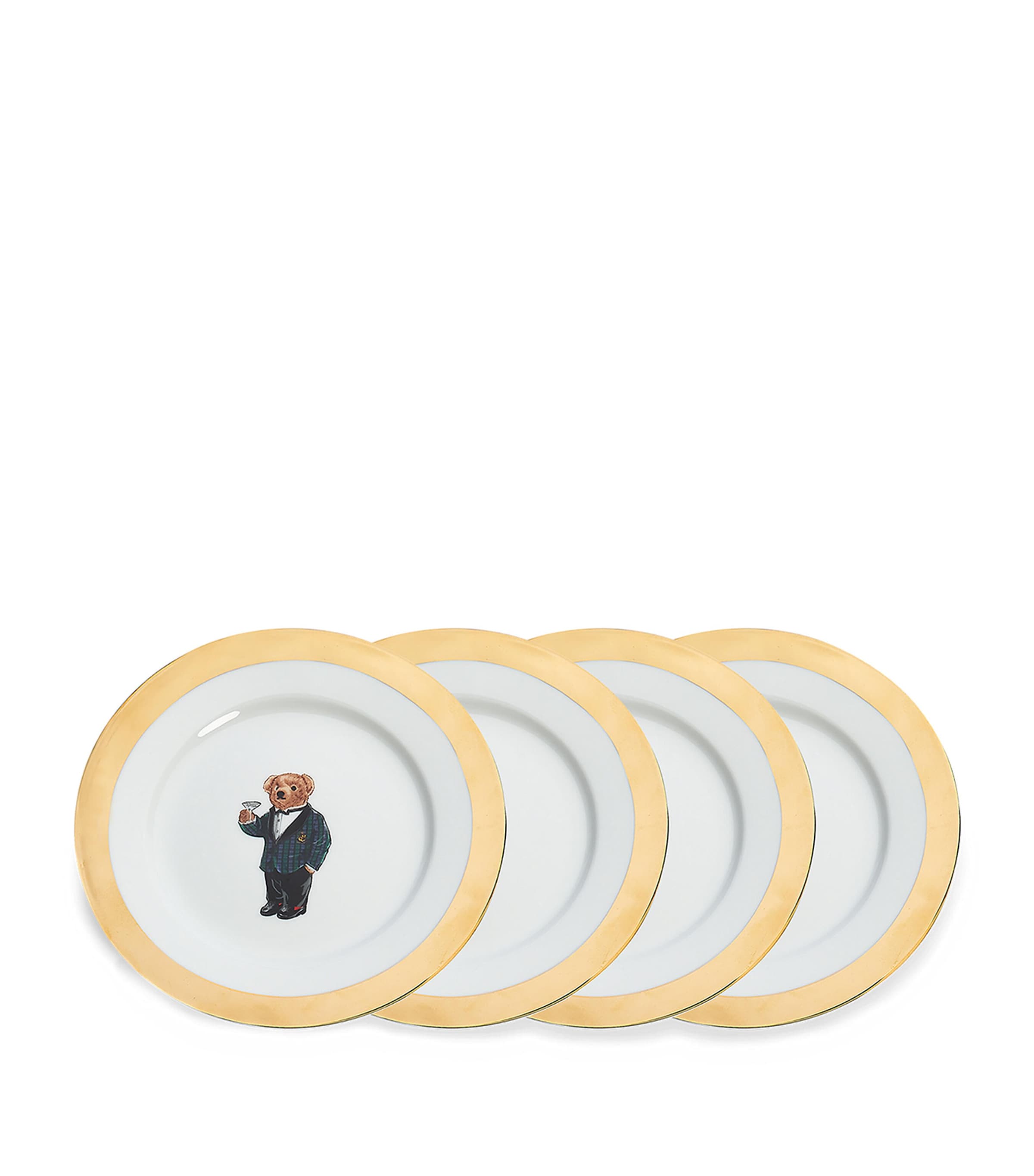 Polo Ralph Lauren Set Of 4 Thompson Polo Bear Dessert Plates