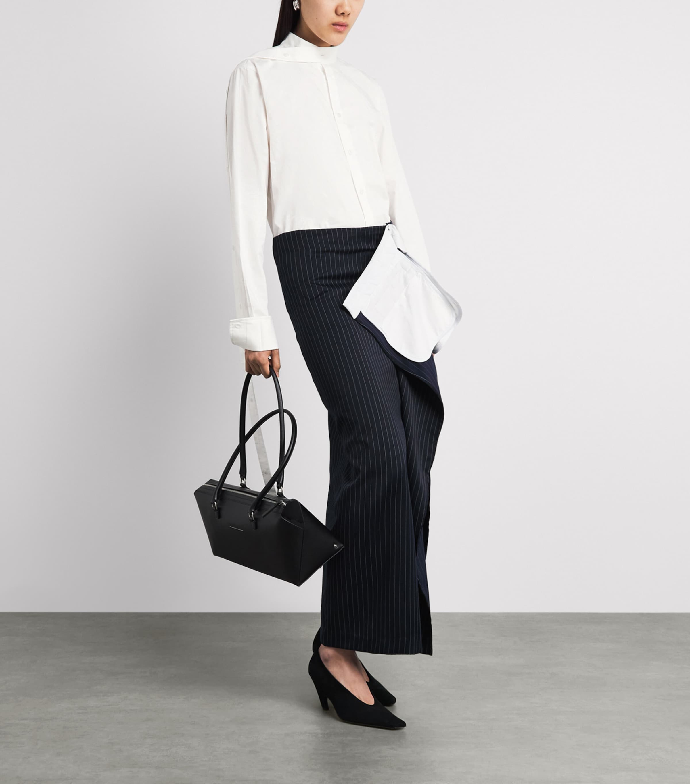 LATE FOR WORK Womens Cotton Double-Placket Shirt Str Prp Bblu Image 2
