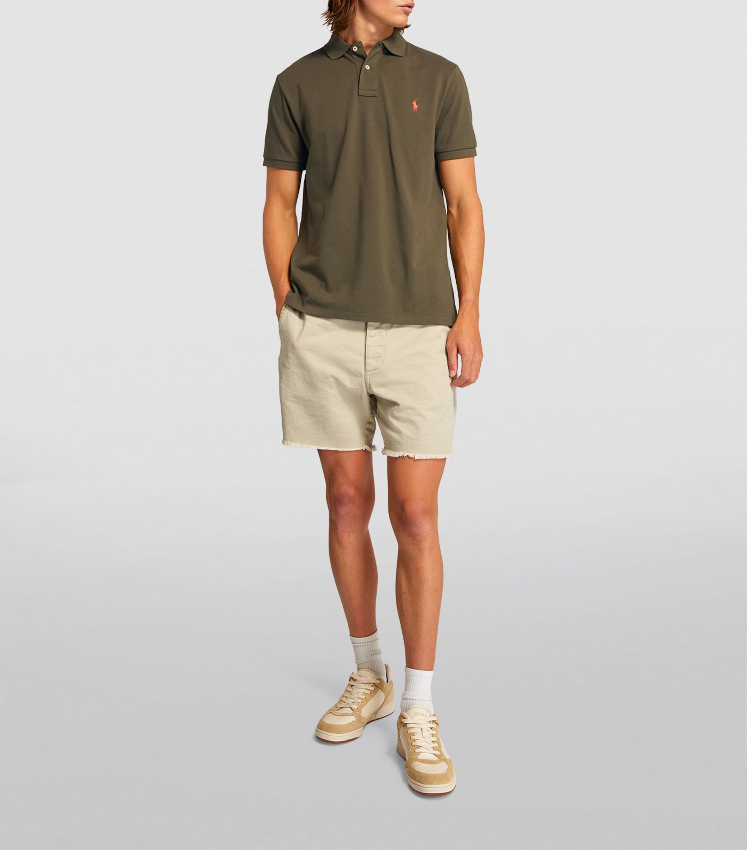 Cotton Mesh Polo Shirt GREEN Image 2