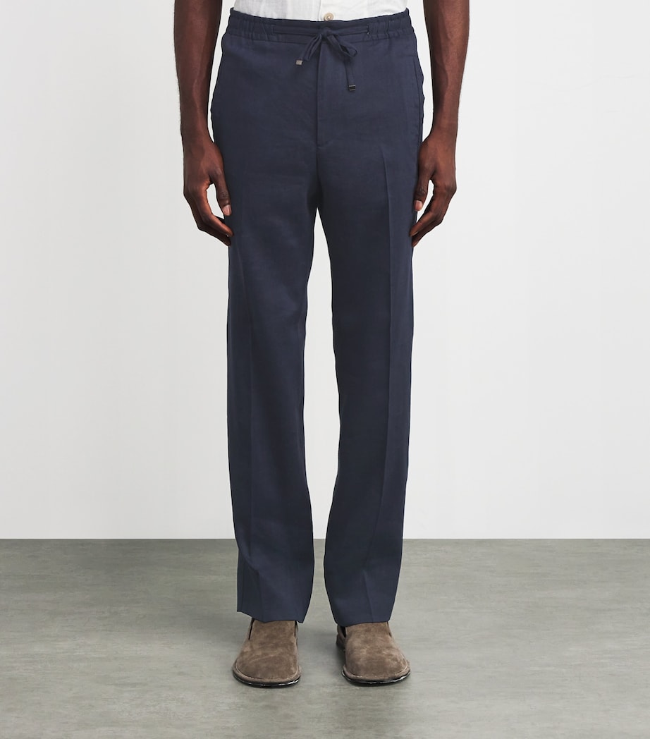 Linen-Wool-Mohair Straight Trousers 03 CHINA BLUE Image 3