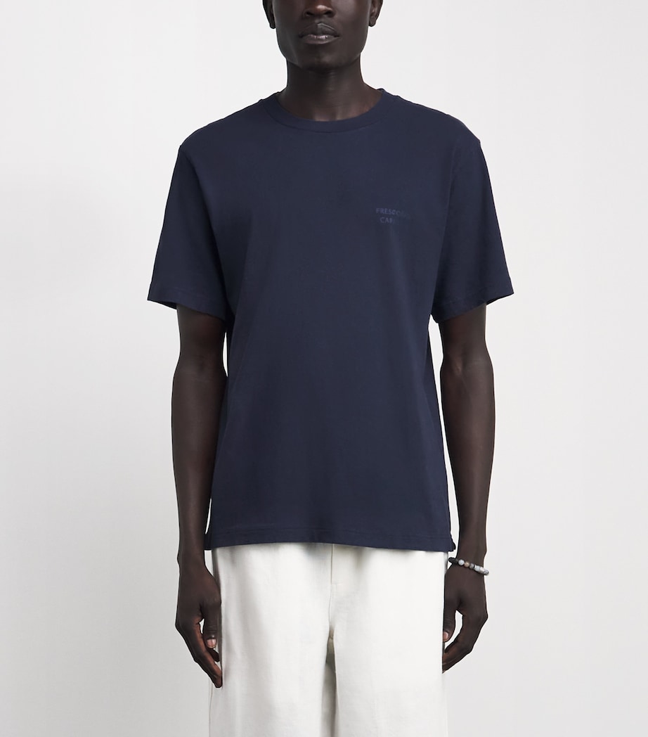 Frescobol Carioca Mens Cotton-Linen Dinis T-Shirt Midnight Blue Image 4