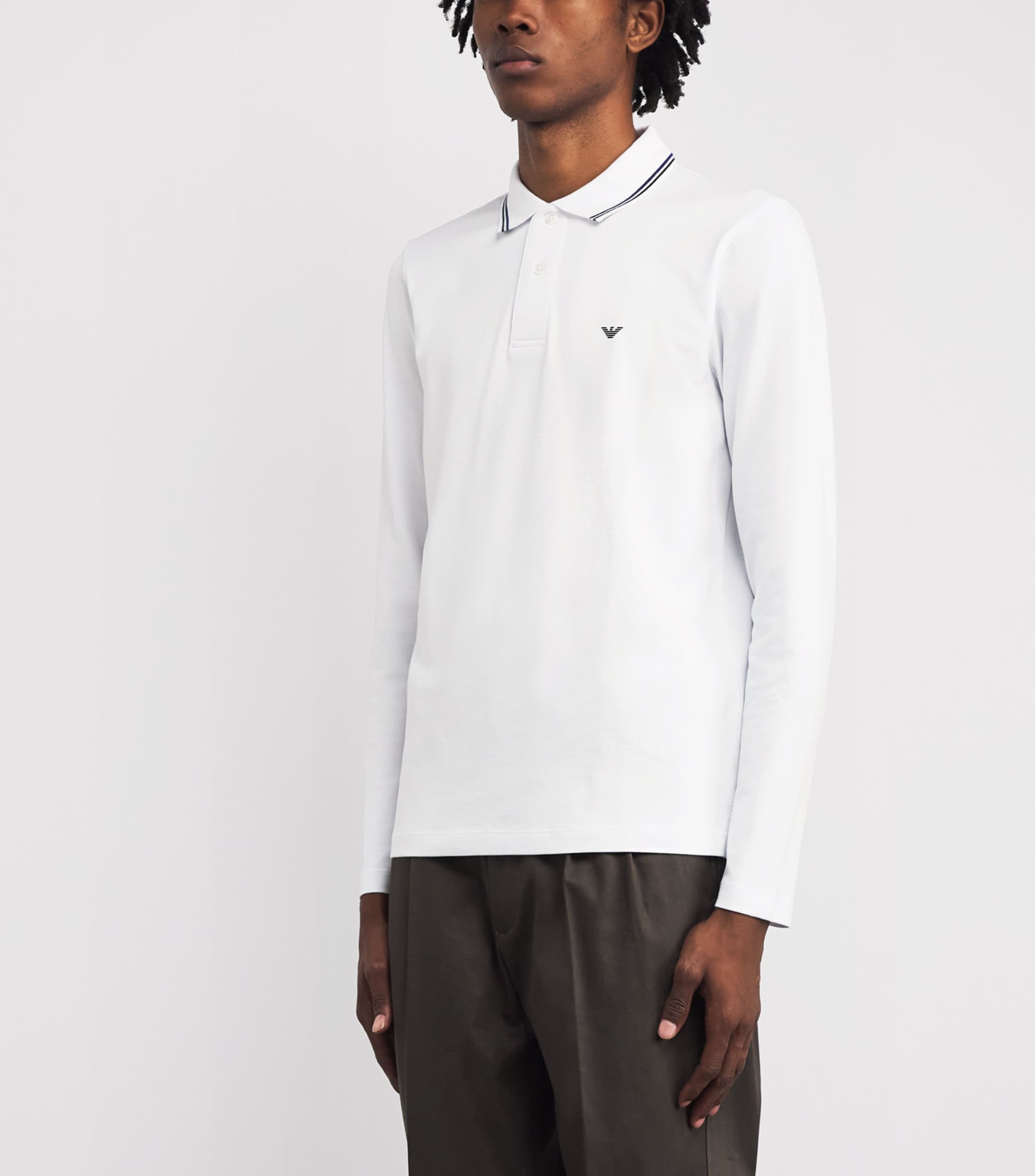 Cotton Long-Sleeve Polo Shirt 100 Image 3
