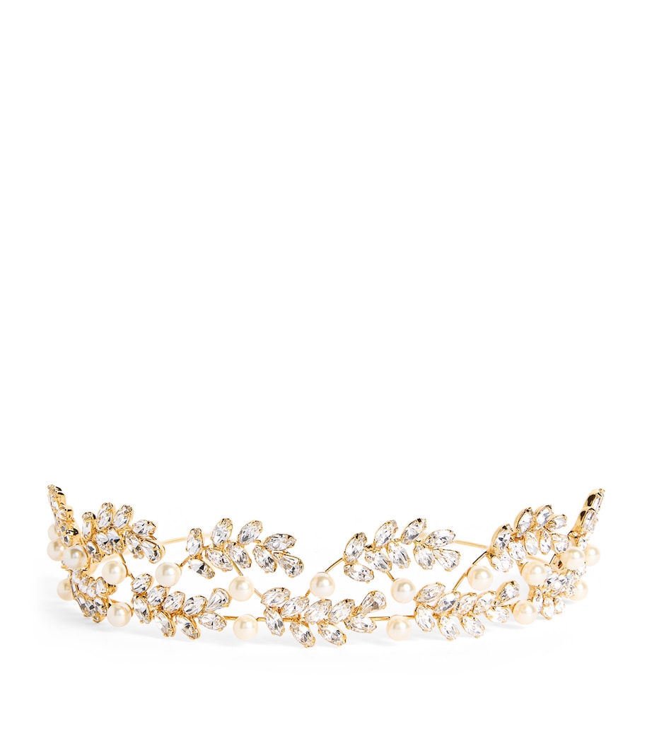 Jennifer Behr Gold-Plated Embellished Delilah Tiara Crystal Antique Gold Image 1