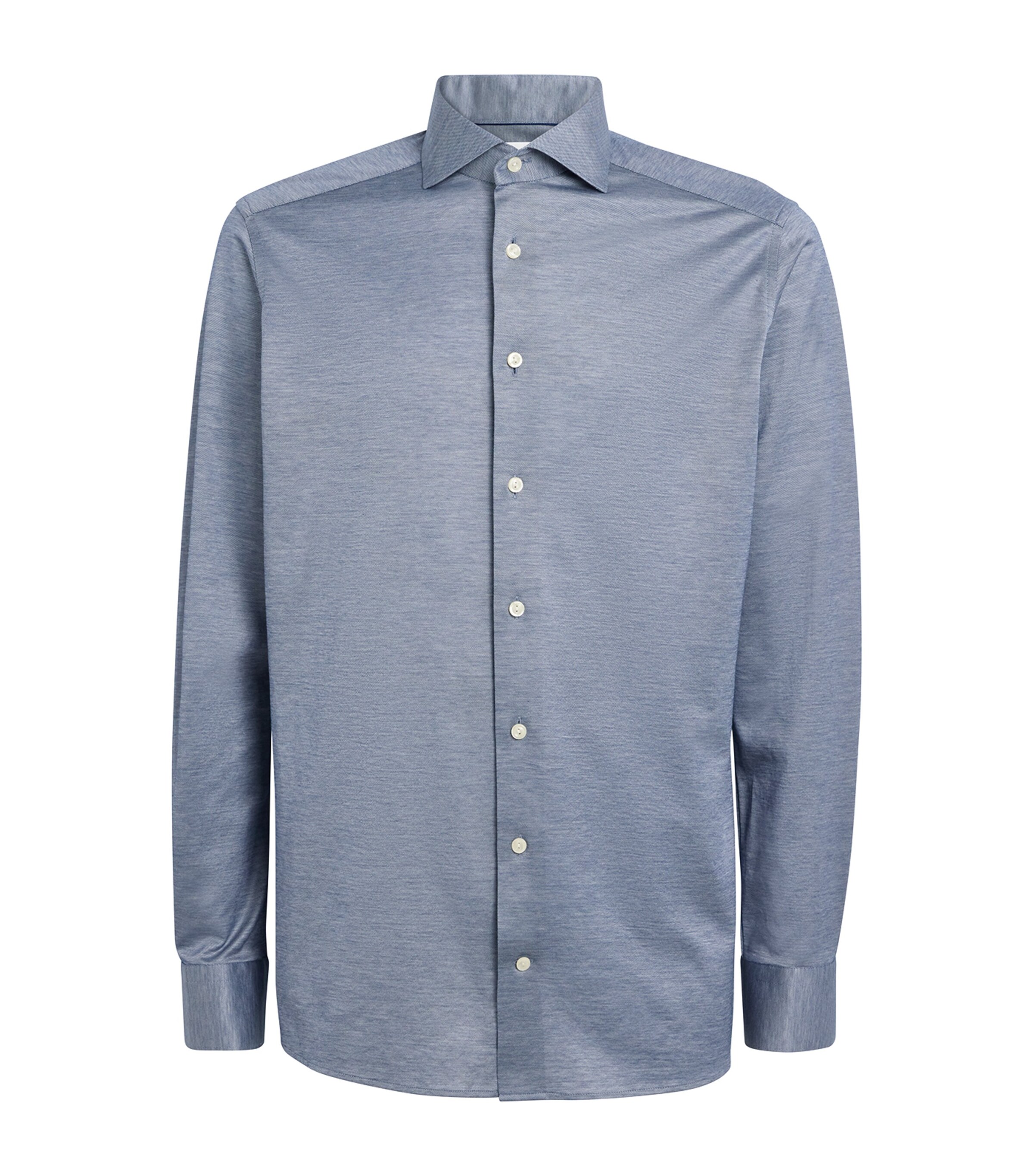 Eton Mens Cotton Filo di Scozia Shirt Dark Blue Image 1