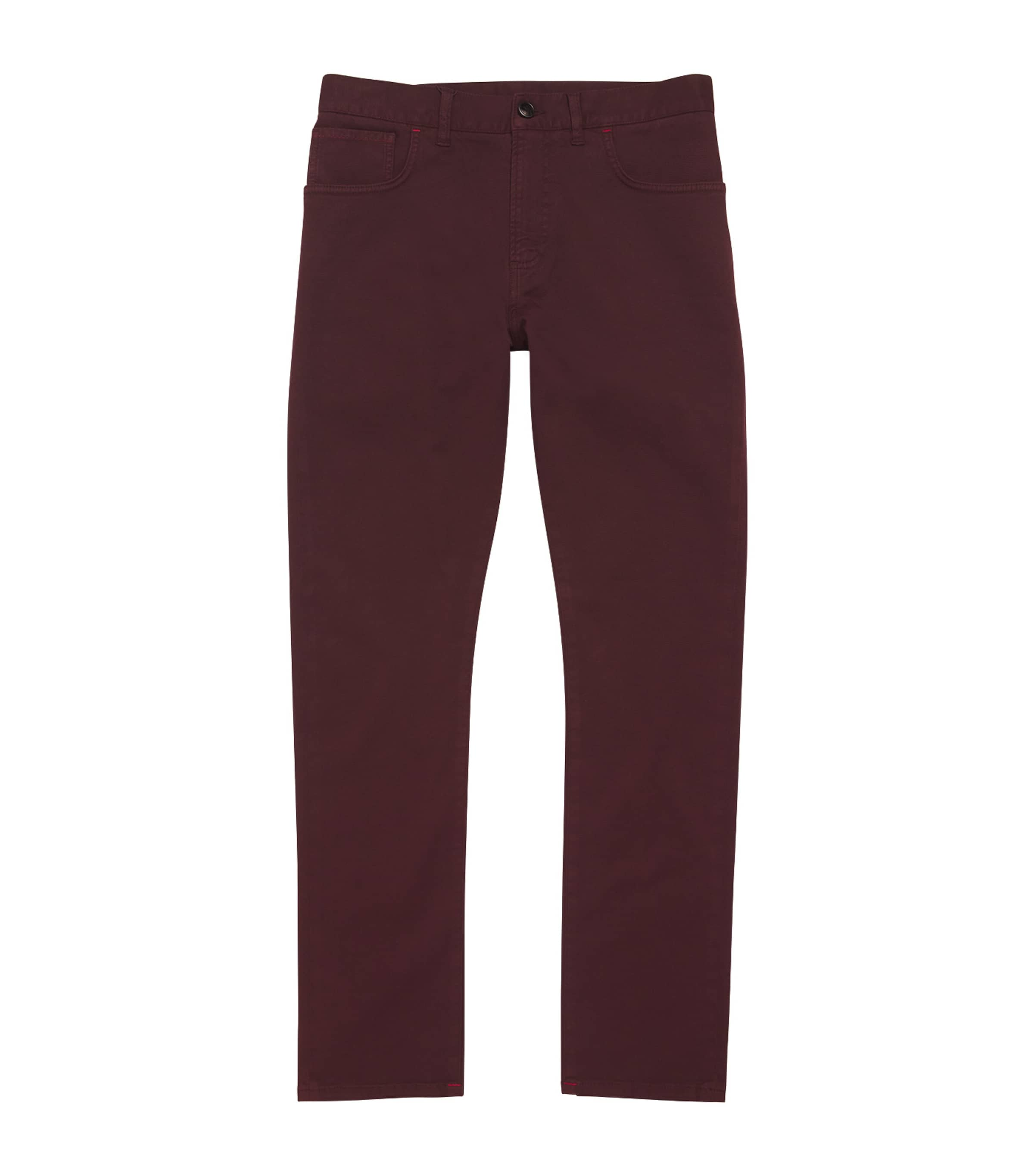 Isaia Cashmere-blend Chinos In Burgundy