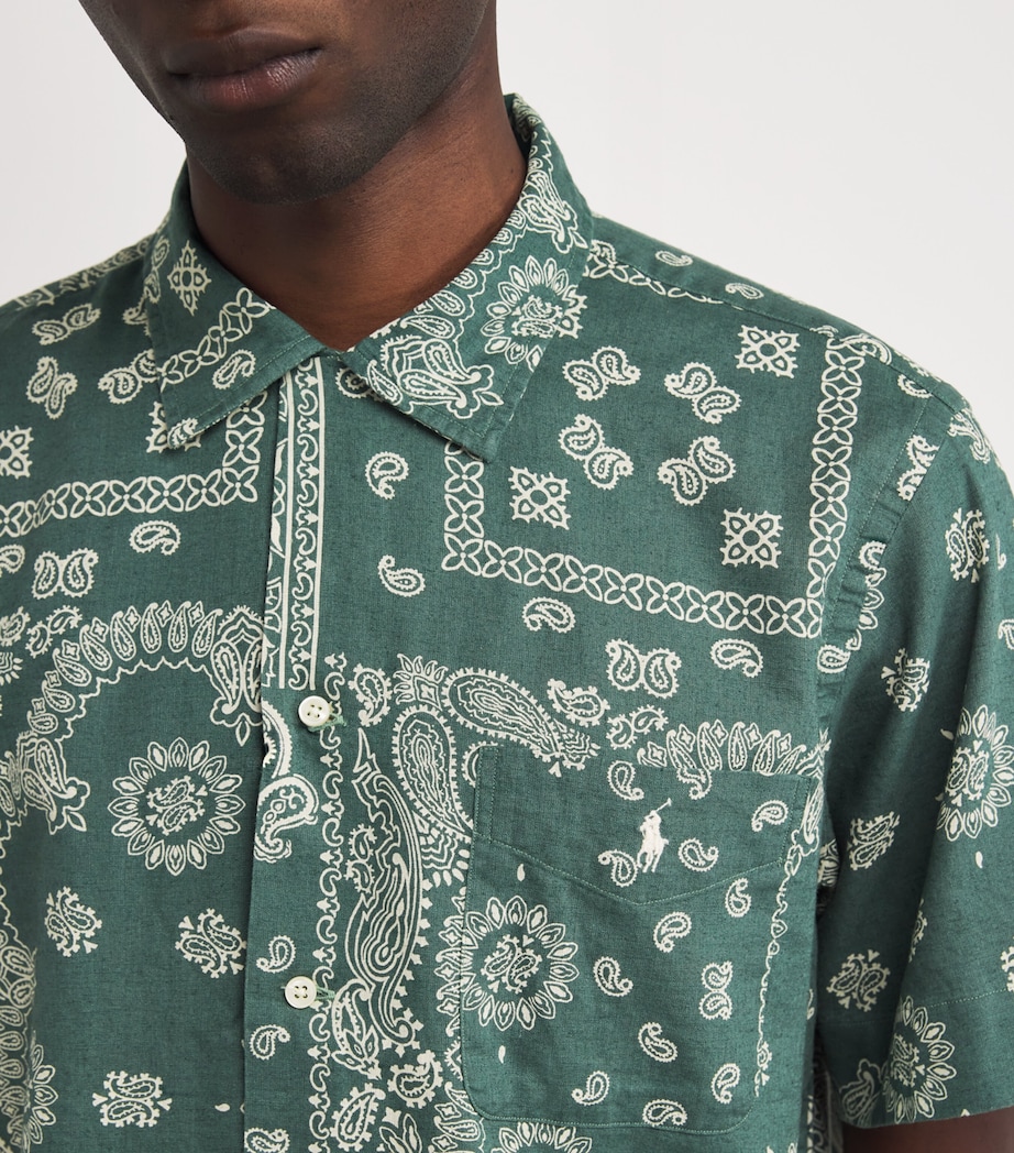 Linen-Cotton Bandana-Print Short-Sleeve Shirt MULTI Image 6