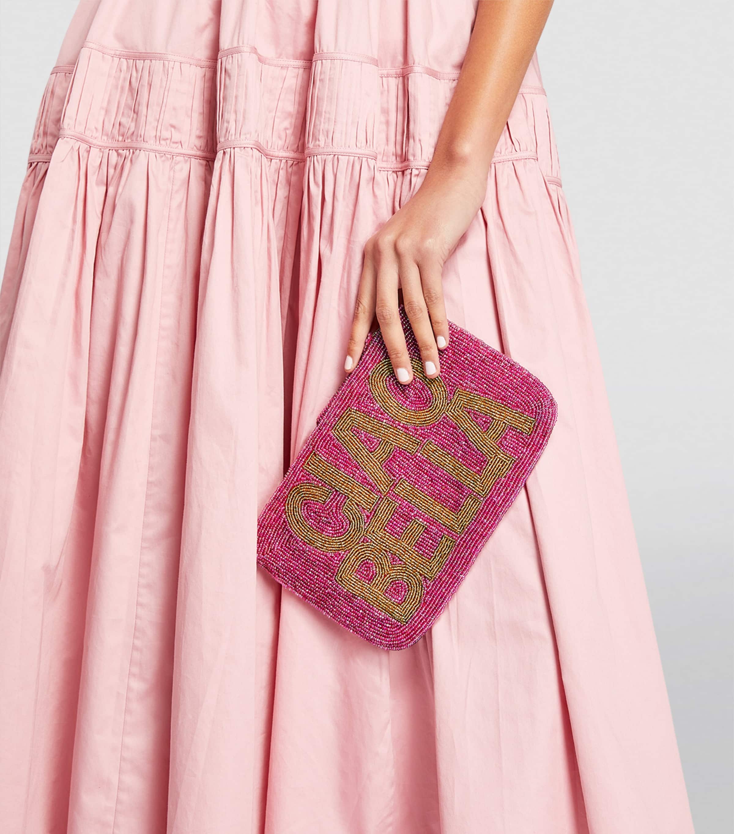 the Jacksons Pink Beaded Ciao Bella Clutch Bag | Harrods UK