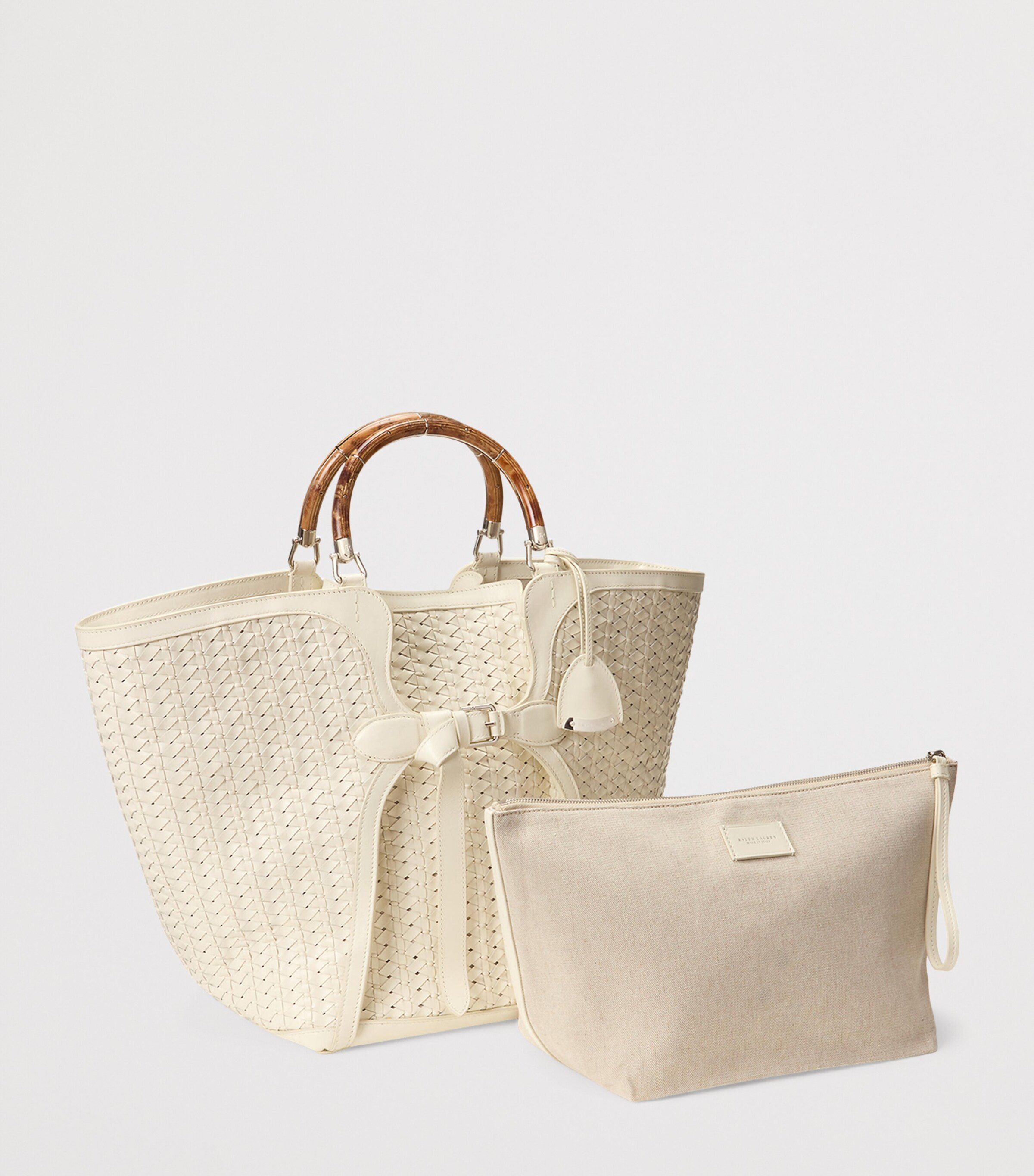 Ralph Lauren Collection Large Leather The Ralph Tote Bag Natural Image 2