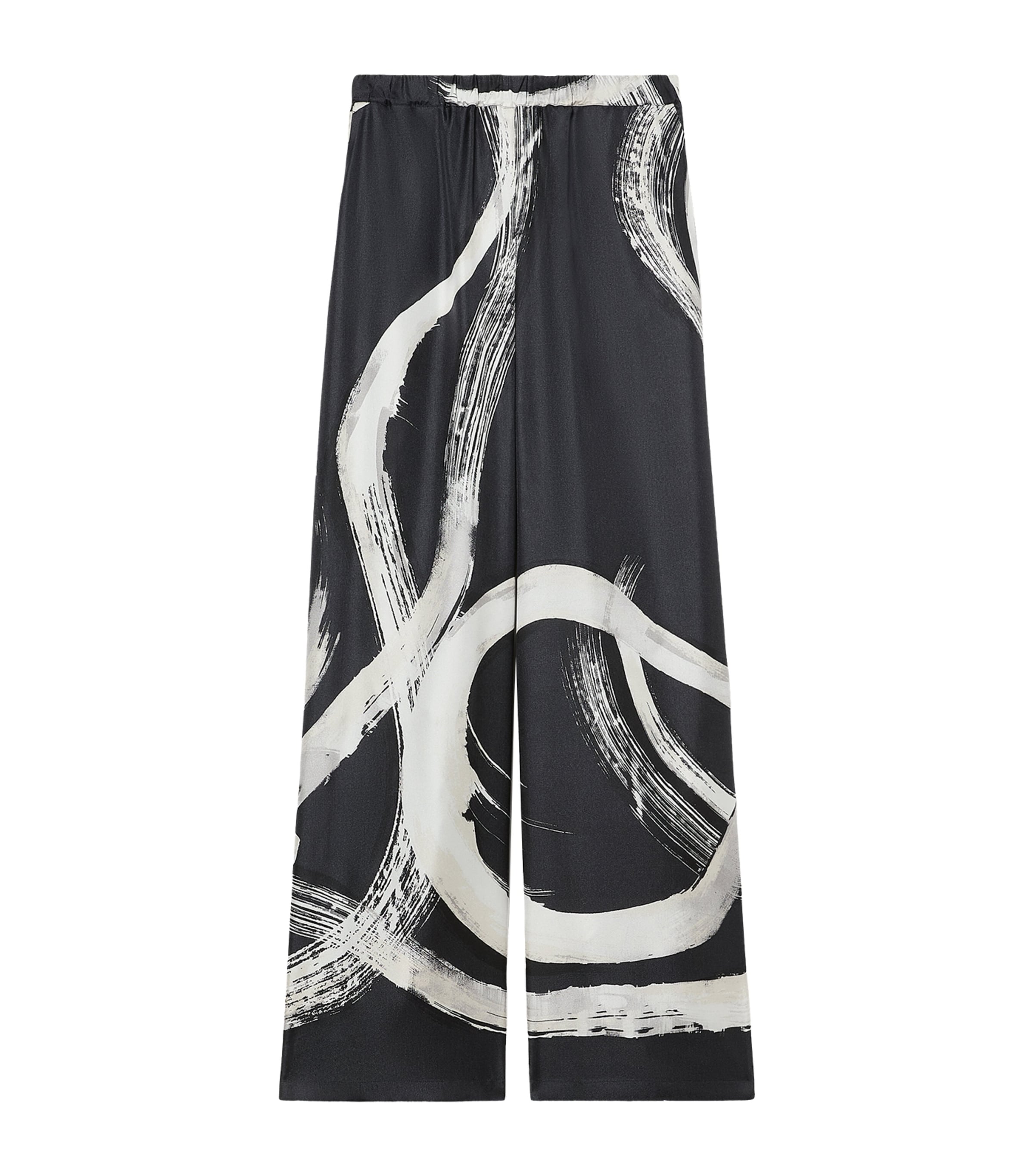 Marina Rinaldi Womens Silk Printed Trousers Black White Image 1