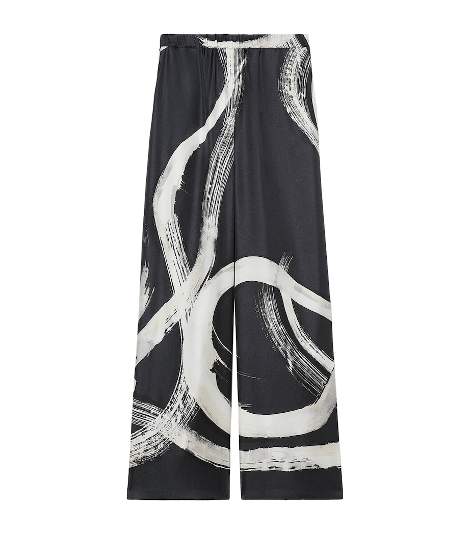 Marina Rinaldi Womens Silk Printed Trousers Black White Image 1