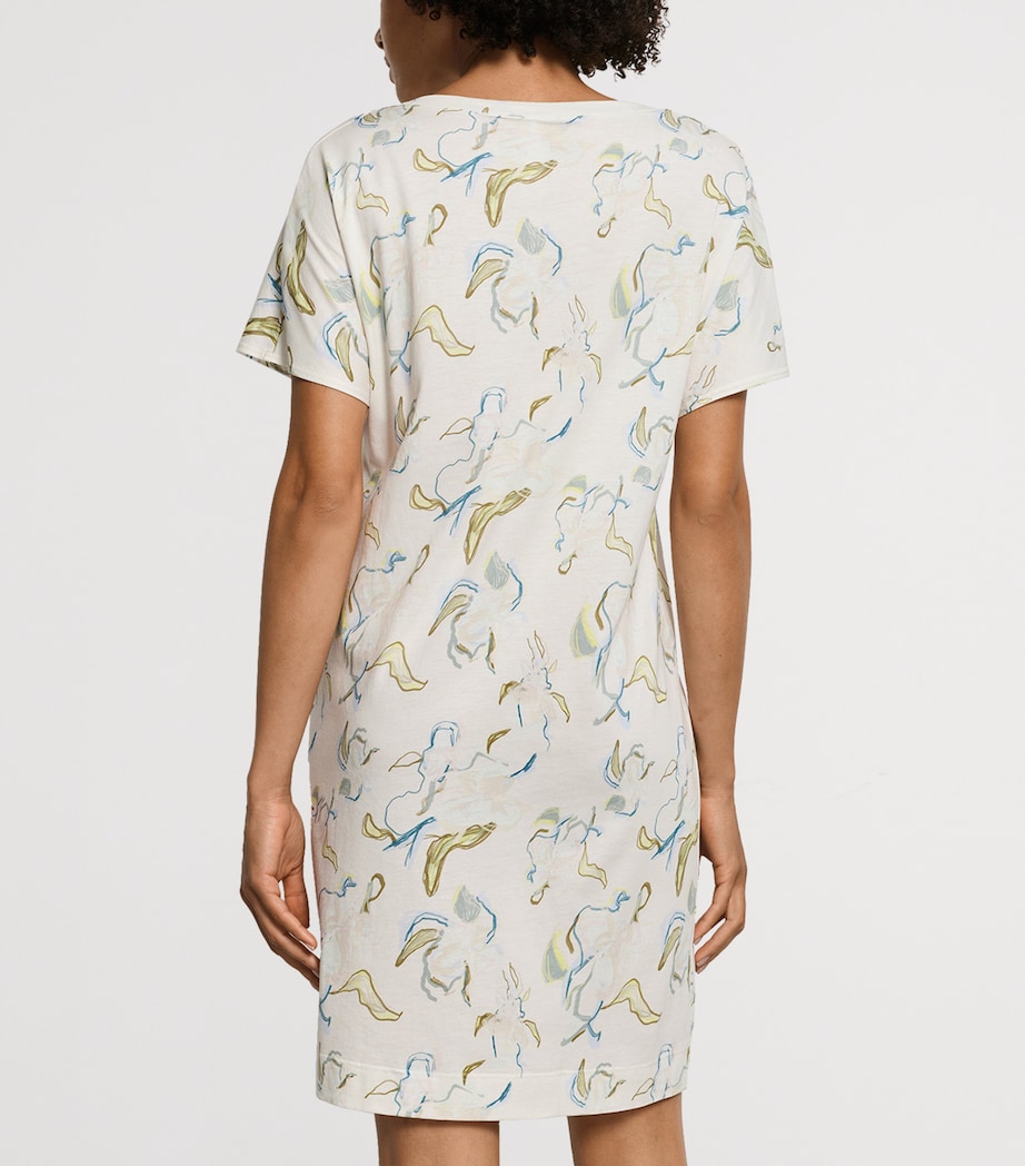 Hanro Womens Cotton-Modal Printed Nightdress Flowing Paint Image 3