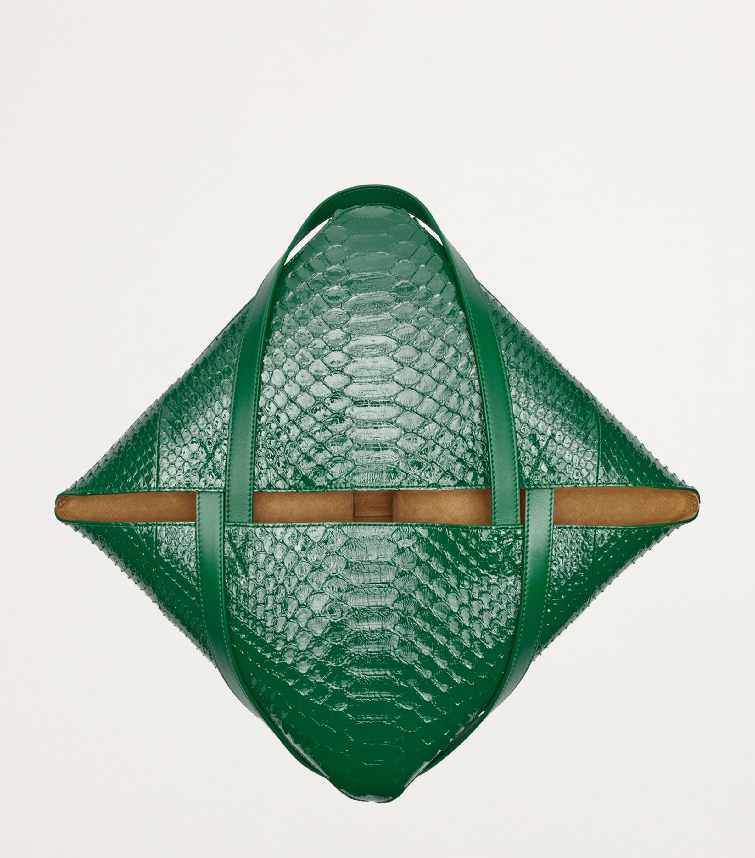 Large Python Skin Puzzle Fold Tote Bag EMERALD GREEN Image 3
