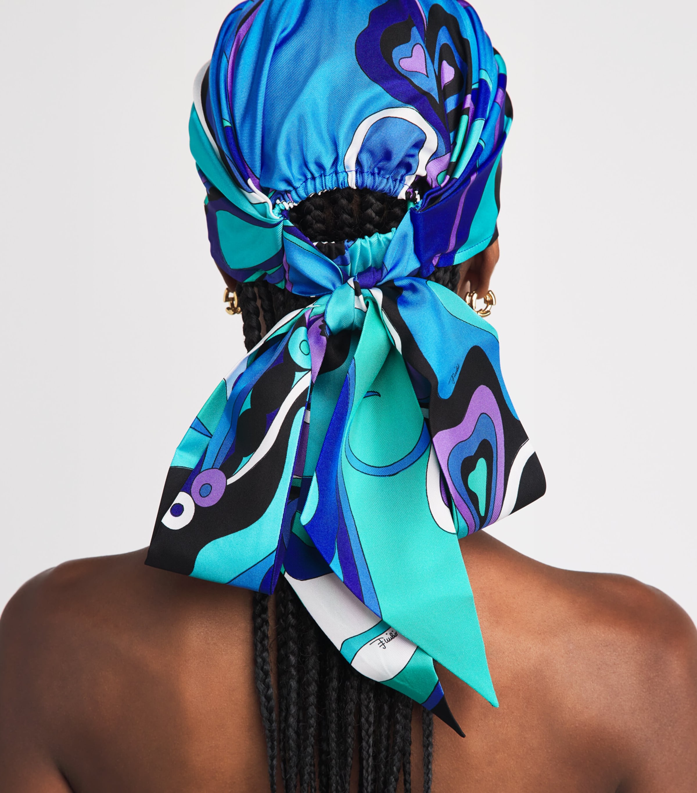 PUCCI Silk Orchidee Bandana Turquoise Image 4