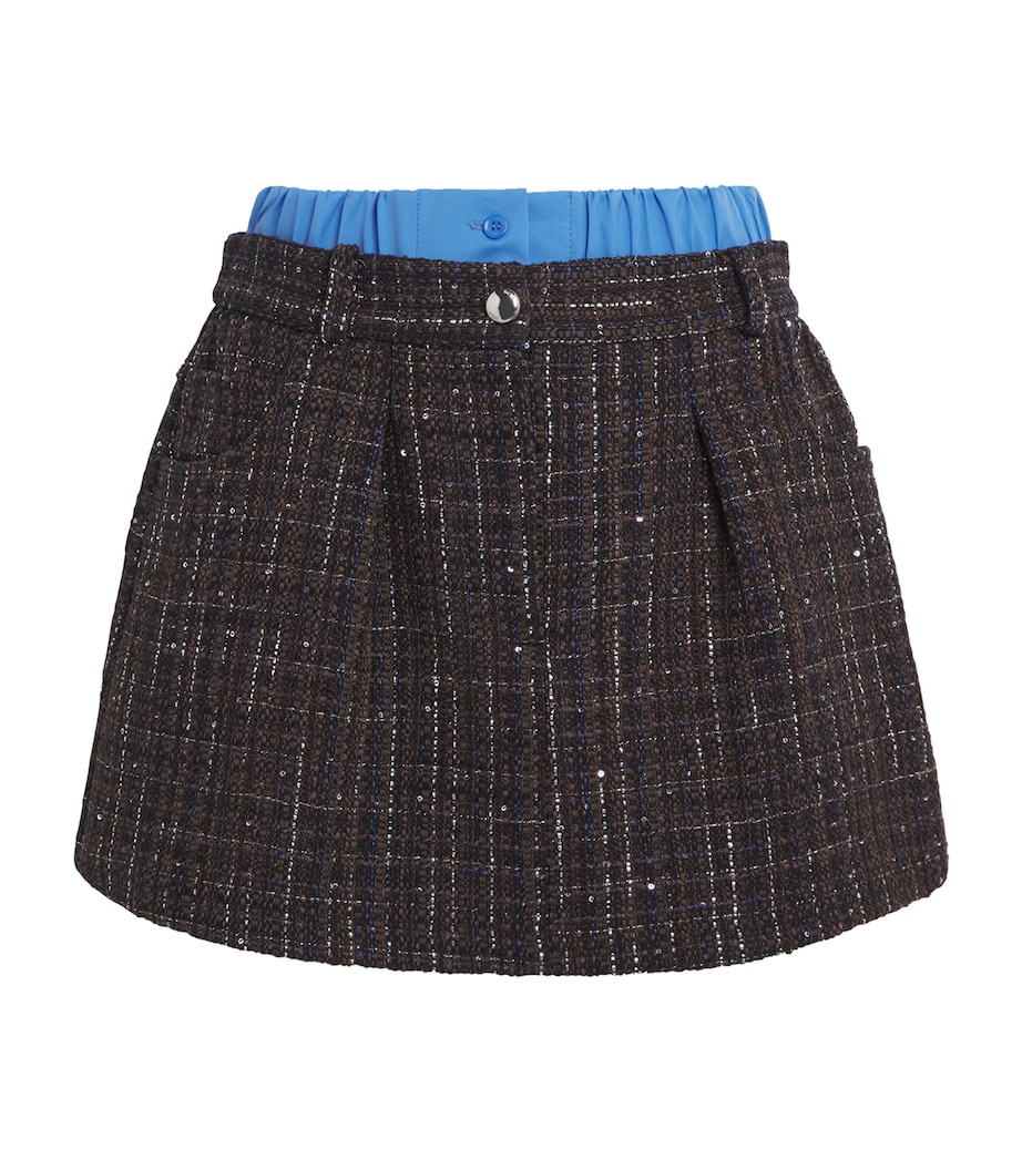 Tweed Waistband Shorts BROWN Image 1