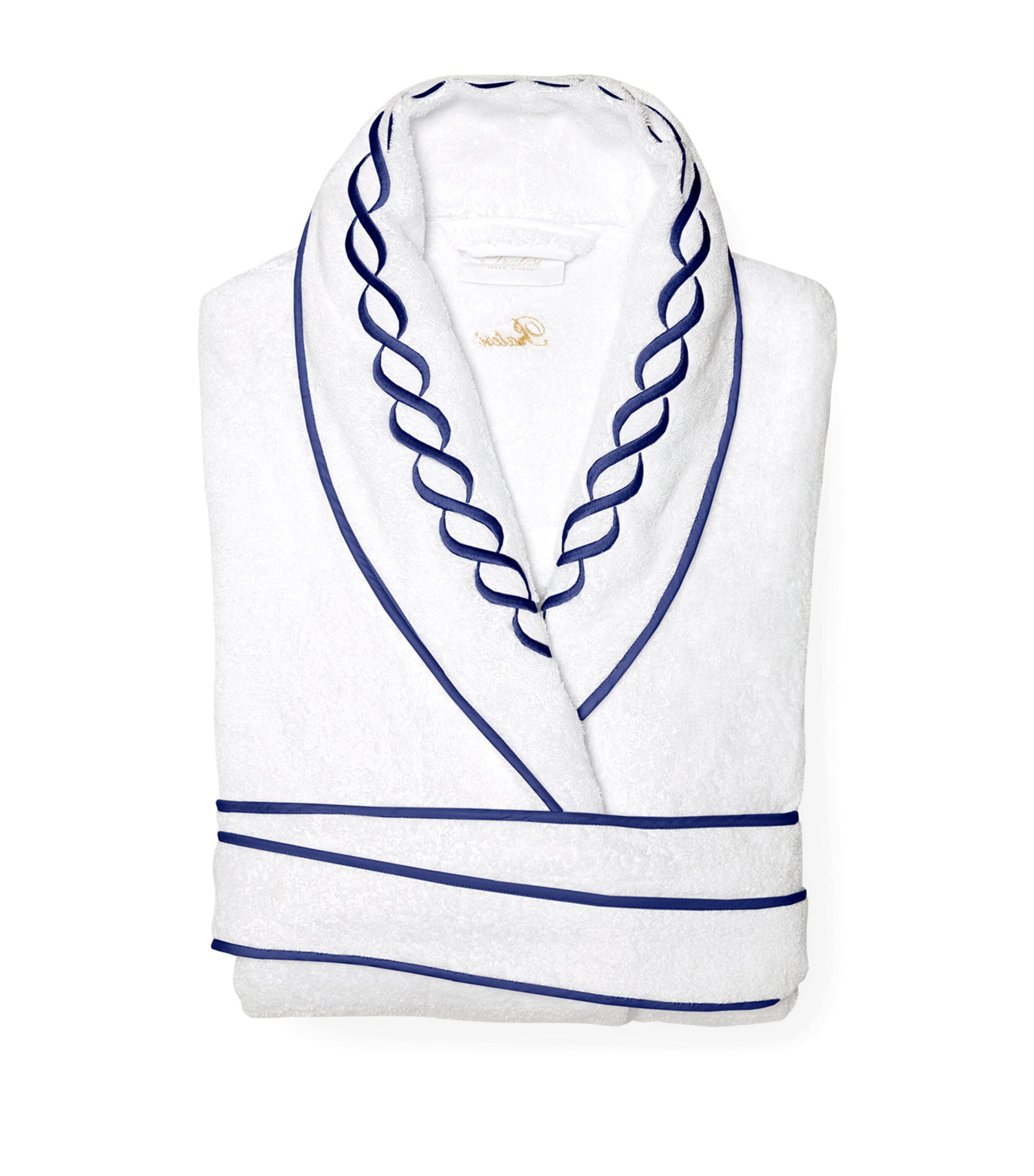 Pratesi Cotton Treccia Bathrobe In Navy