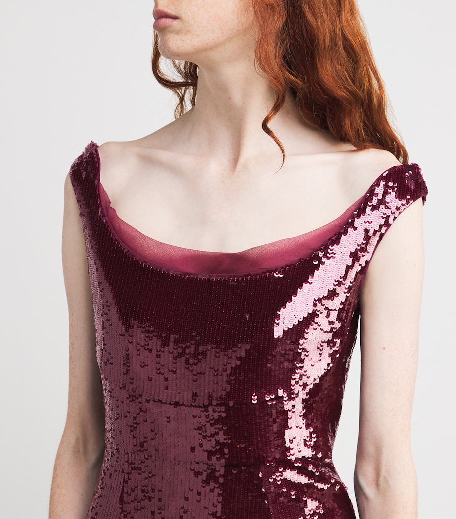 Sequin-Embellished Midi Dress DARK PINK Image 6