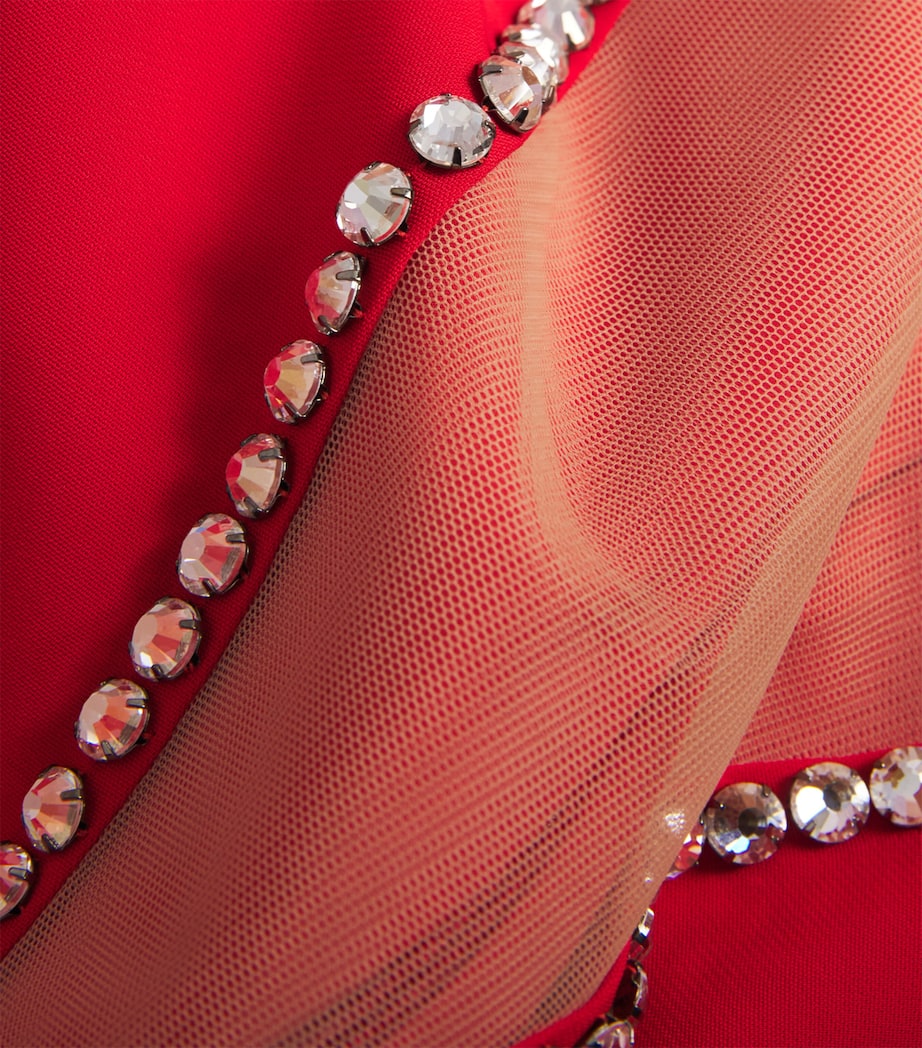 Crepe Embellished Cape Gown 6527 LIPSTICK RED Image 2