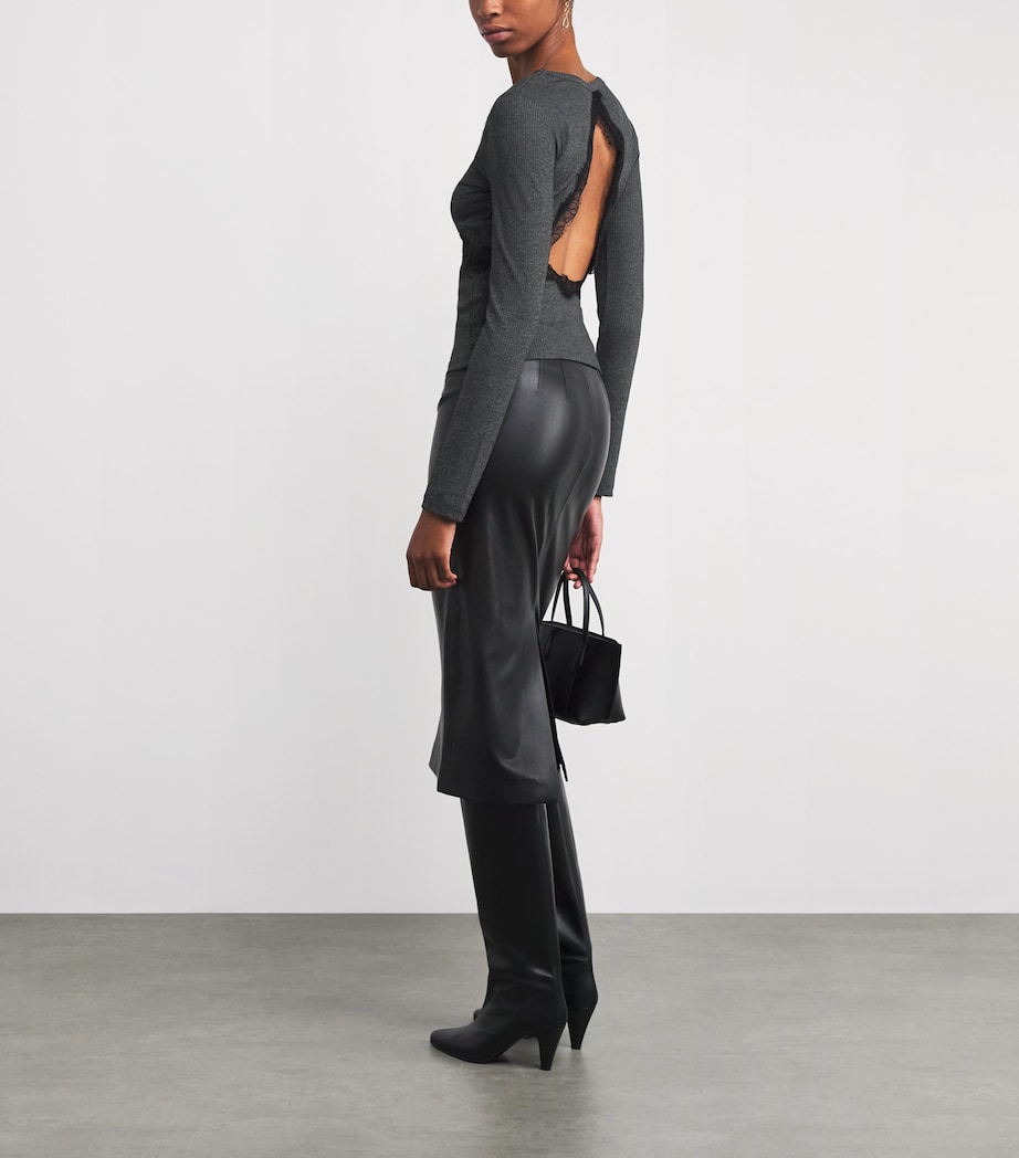 Lace Open-Back Top BLACK Image 2