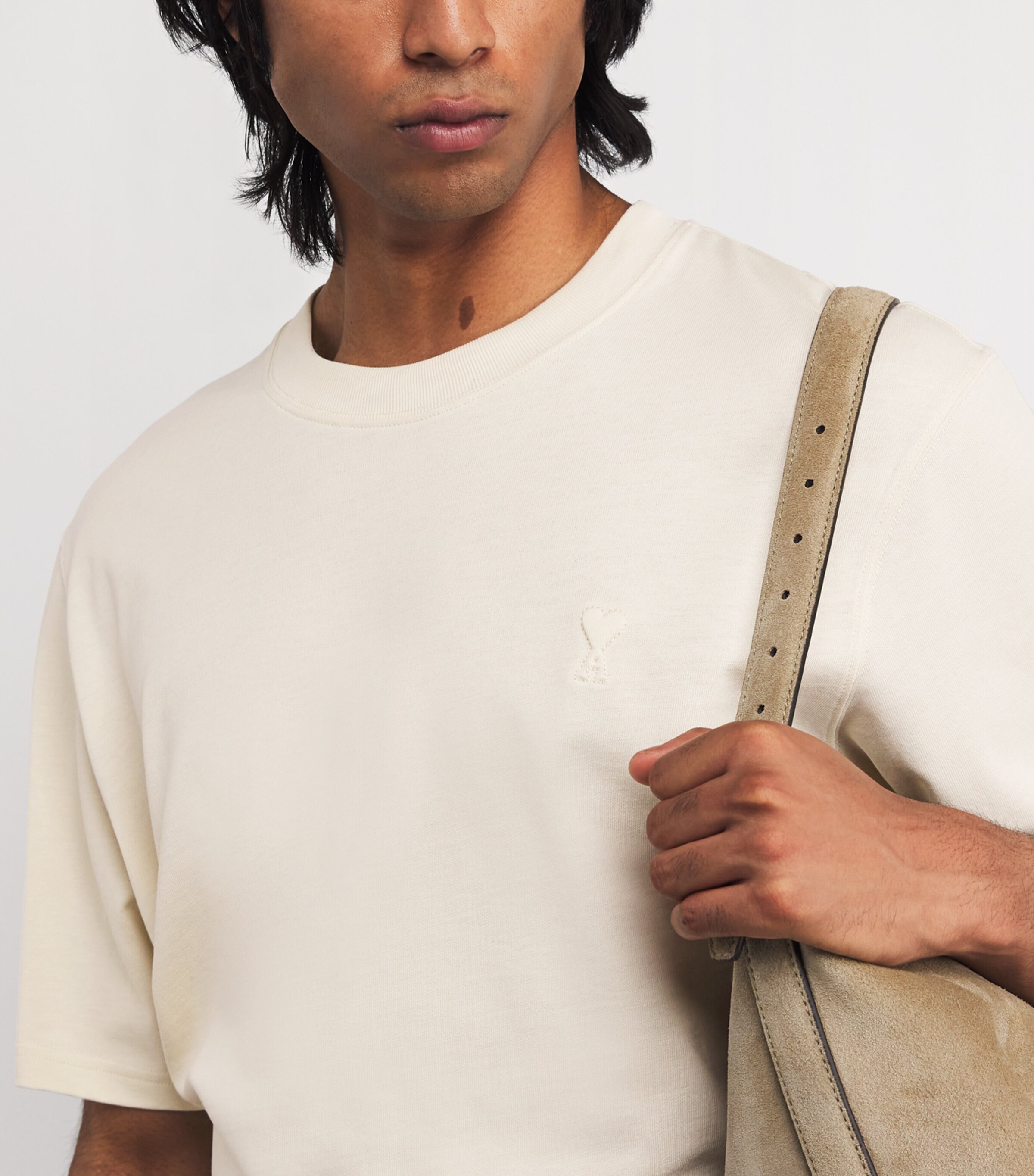 AMI Paris Mens Cotton Ami de Coeur T-Shirt Ivoire Image 6