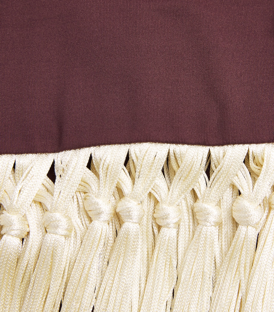 Fringe Tropicana Midi Dress MAHOGANY-IVORY Image 6