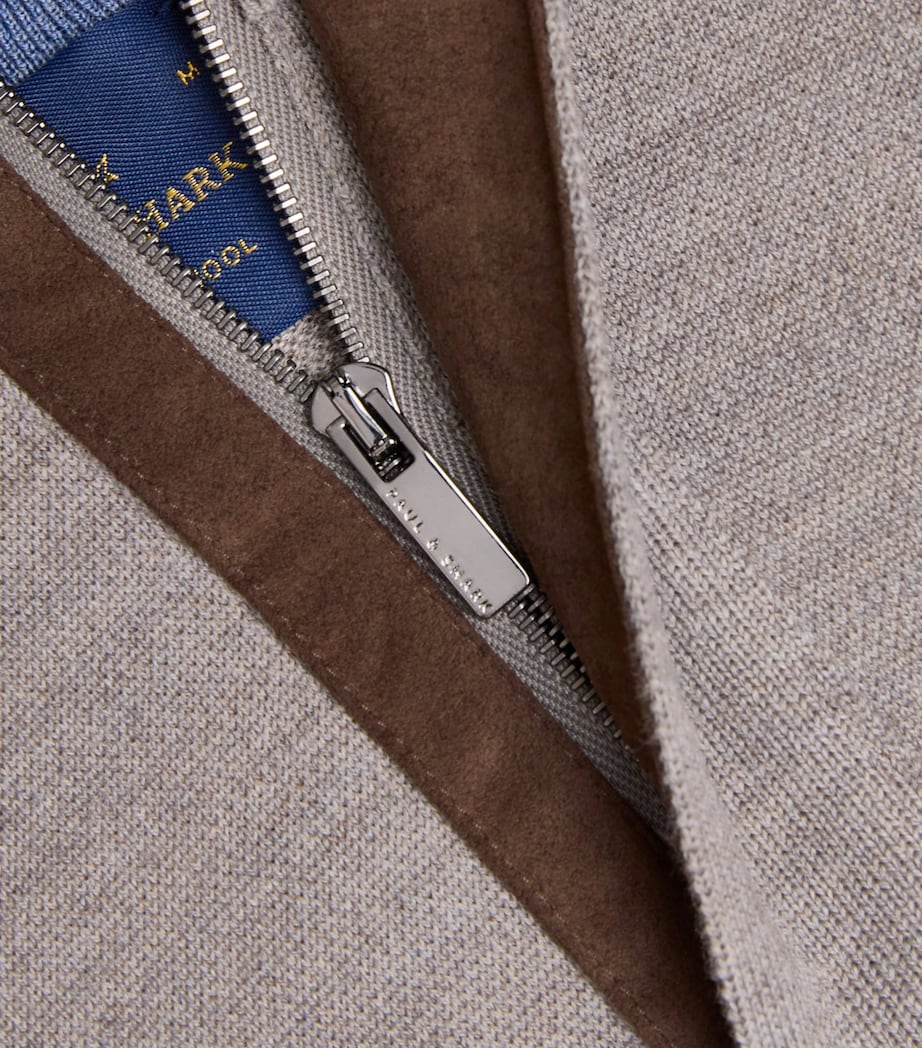 Paul & Shark Mens Virgin Wool Quarter-Zip Sweater Beige Image 6