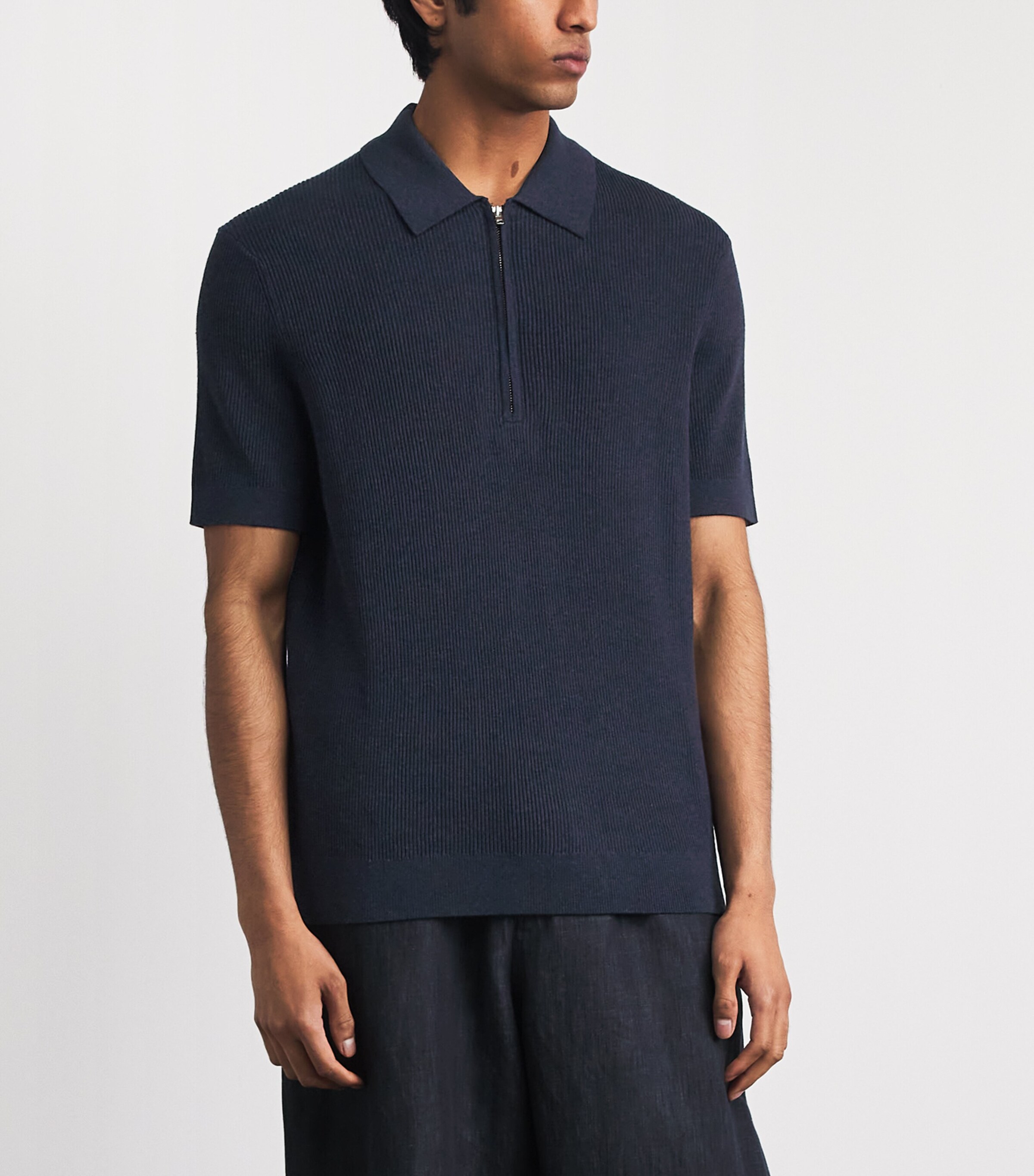 Samsøe Samsøe Mens Cotton Zip-Up Saolli Polo Shirt Salutte Image 4