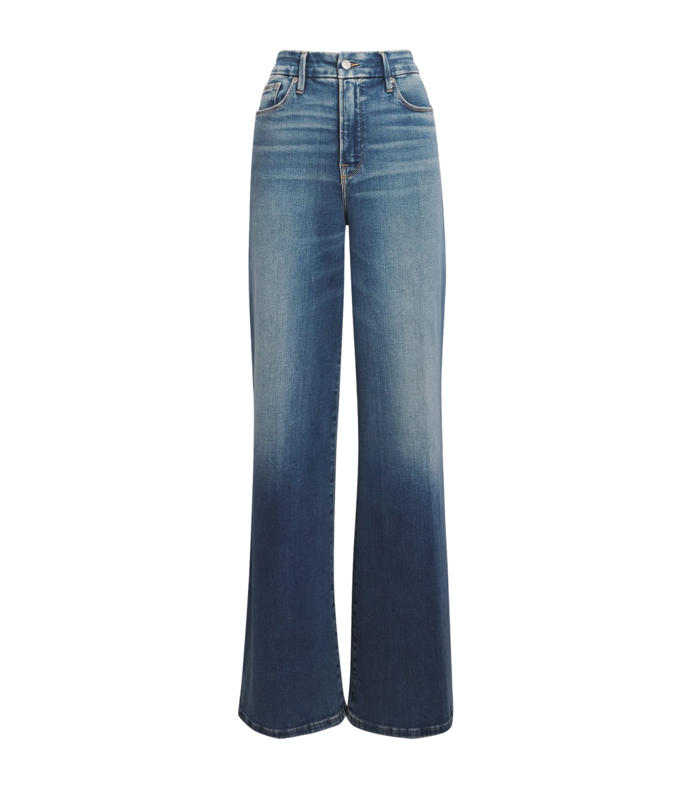 Good American Soft Tech Palazzo Wide-leg Jeans In Blue