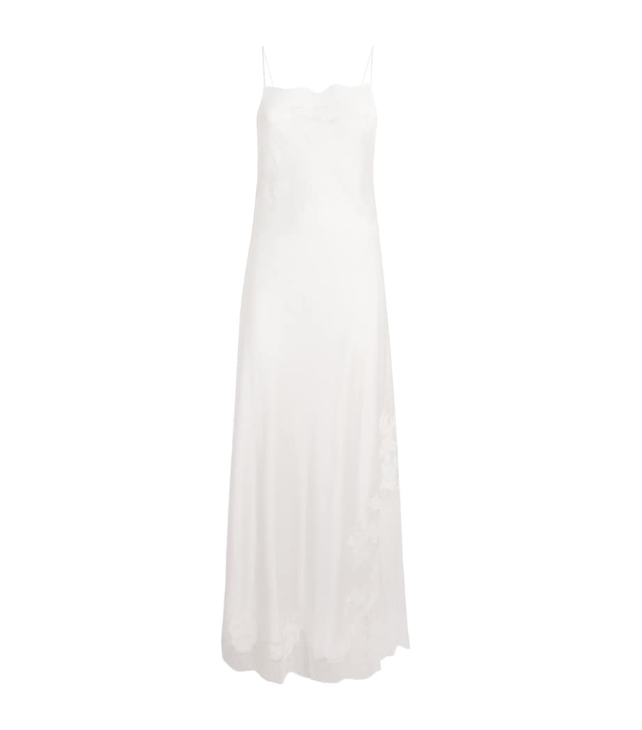 Carine Gilson Womens Silk Lace-Trim Slip Dress Nat/nat Image 1