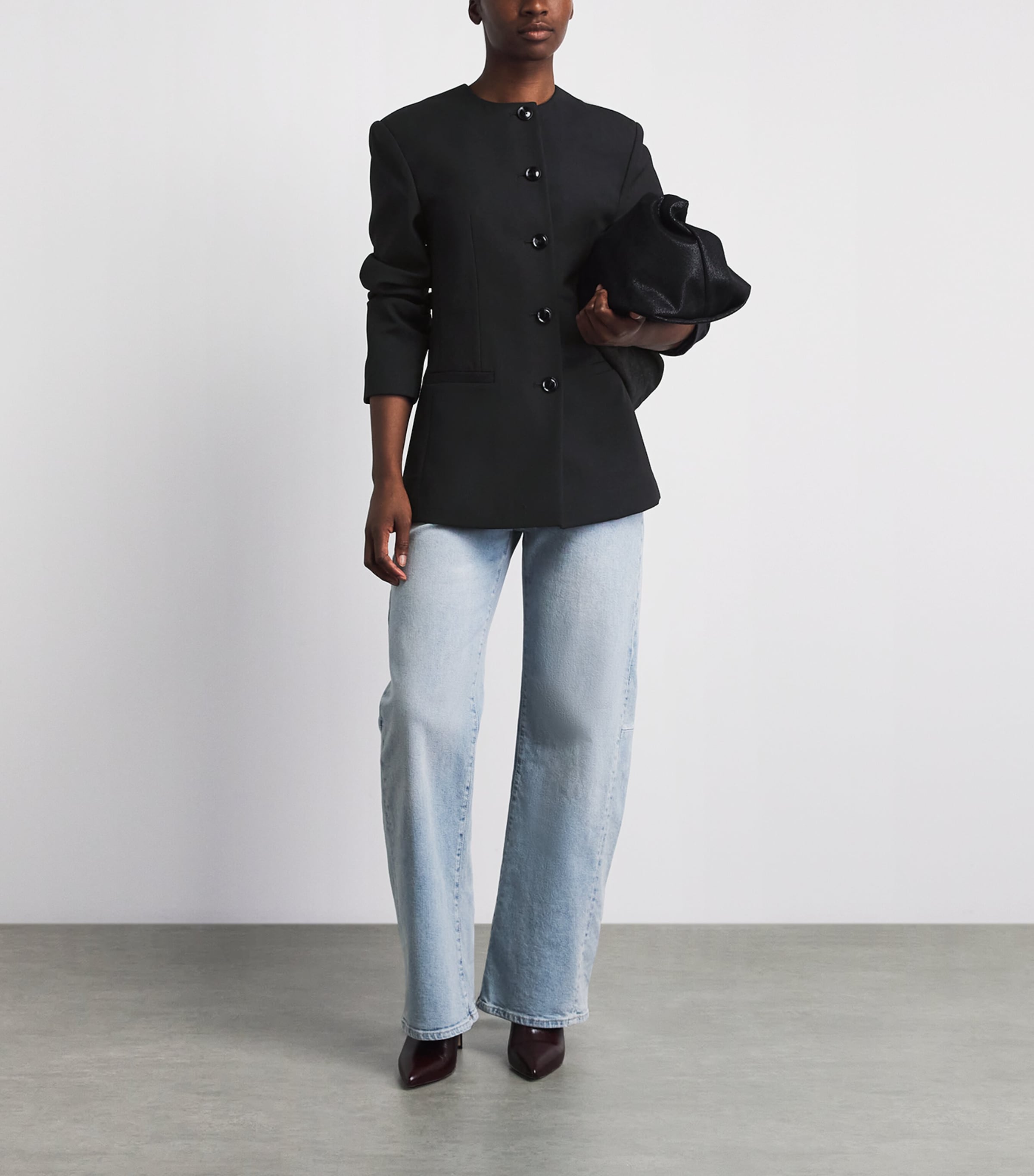 ANINE BING Womens Collarless Huda Blazer Black Image 2