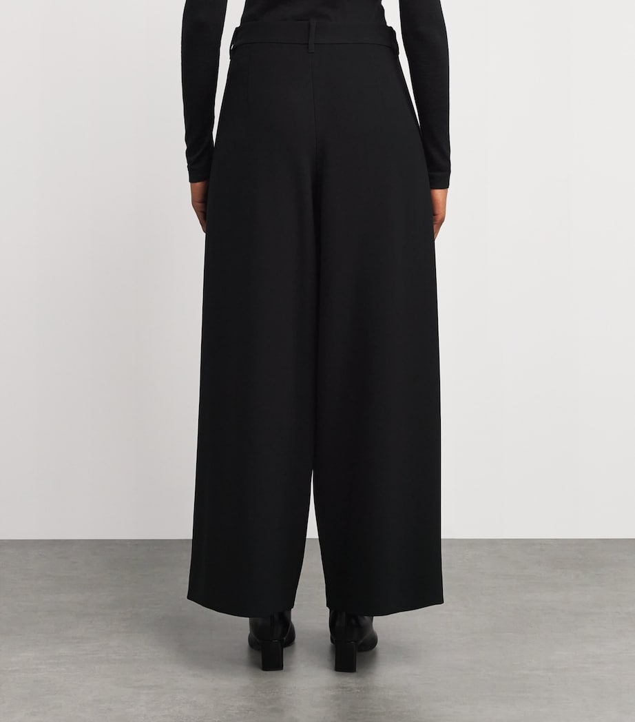 Double-Pleat Wide-Leg Trousers BLACK Image 4