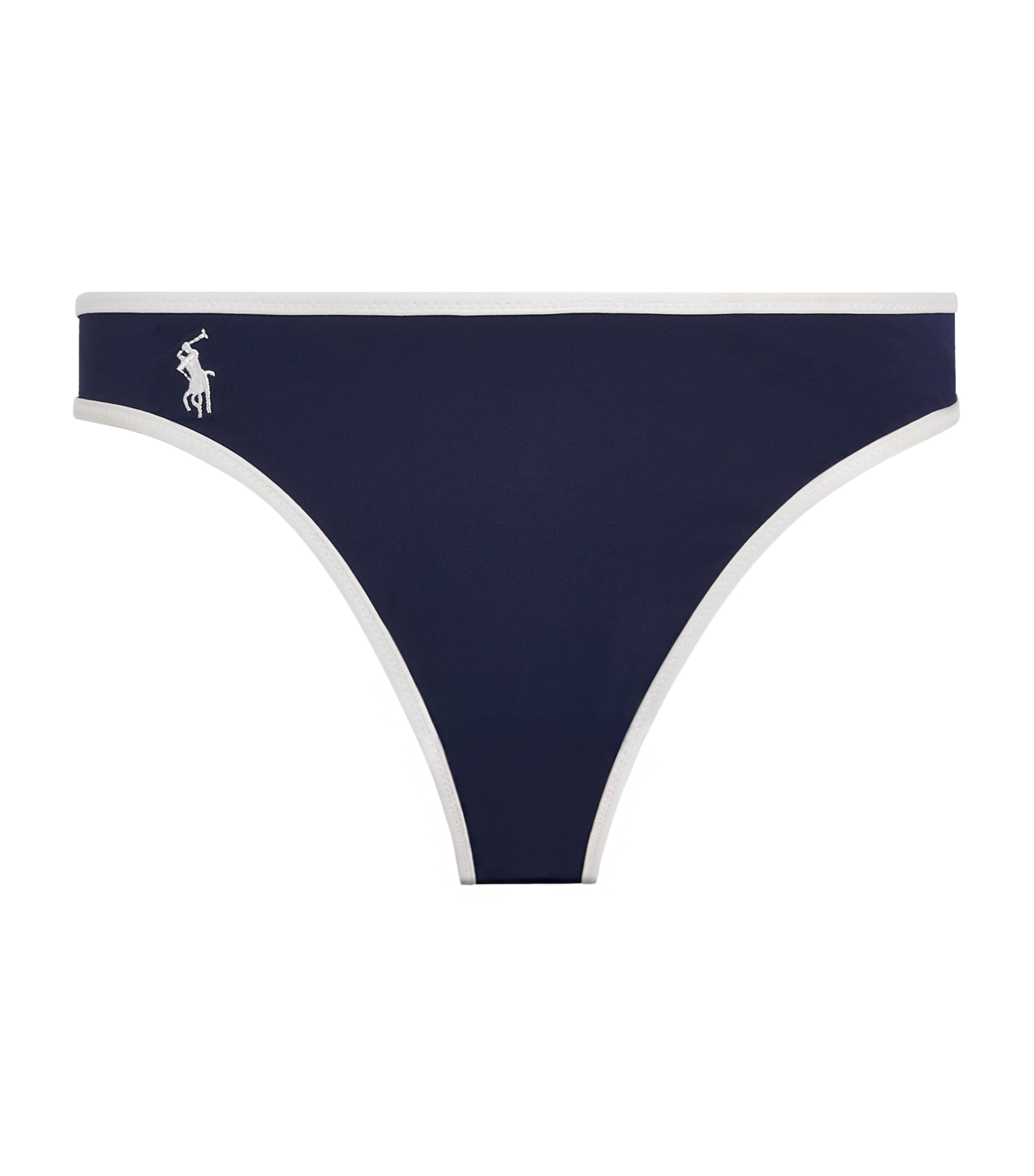 Polo Ralph Lauren Womens Polo Pony Two-Tone Bikini Bottoms Navy Image 1