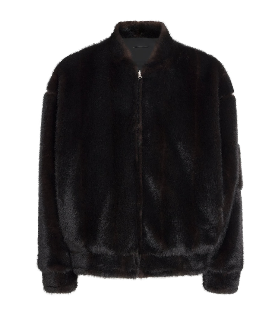 Reversible Faux Fur Bomber Jacket 962 BLACK/BROWN Image 1