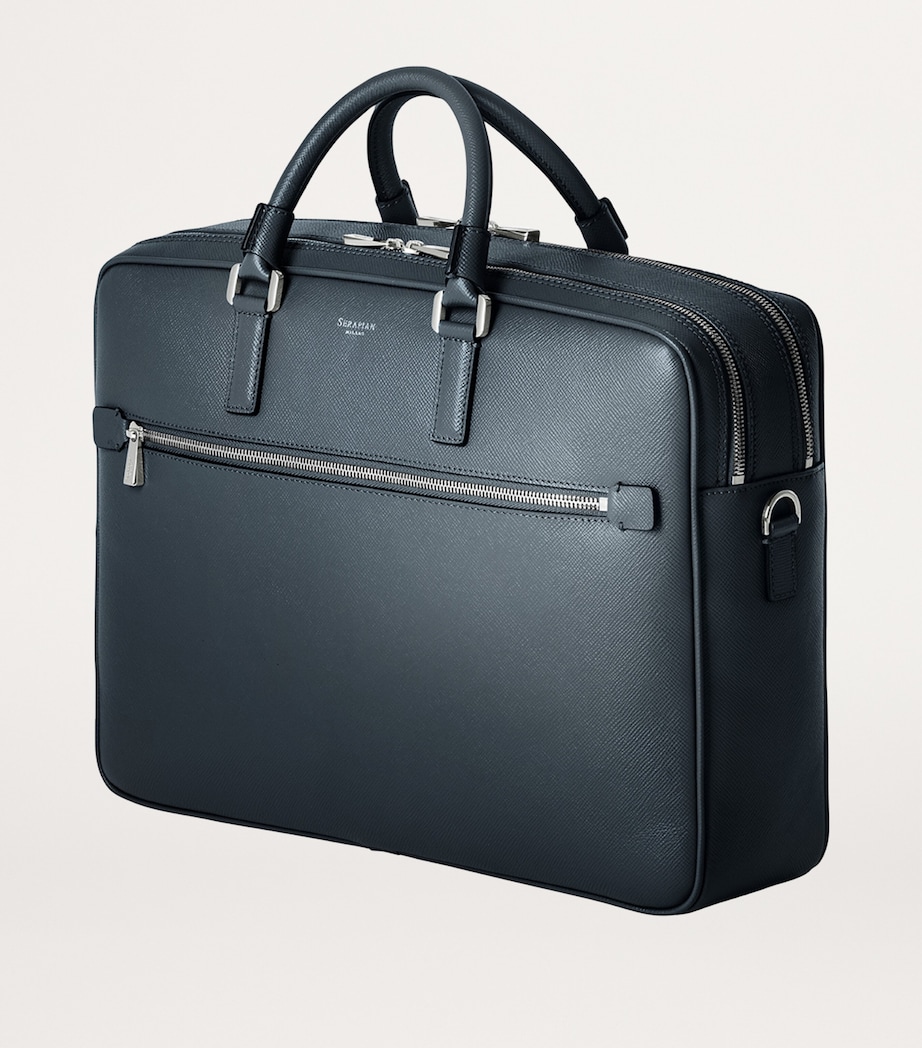 Leather Double Evolution Briefcase NAVY BLUE Image 2