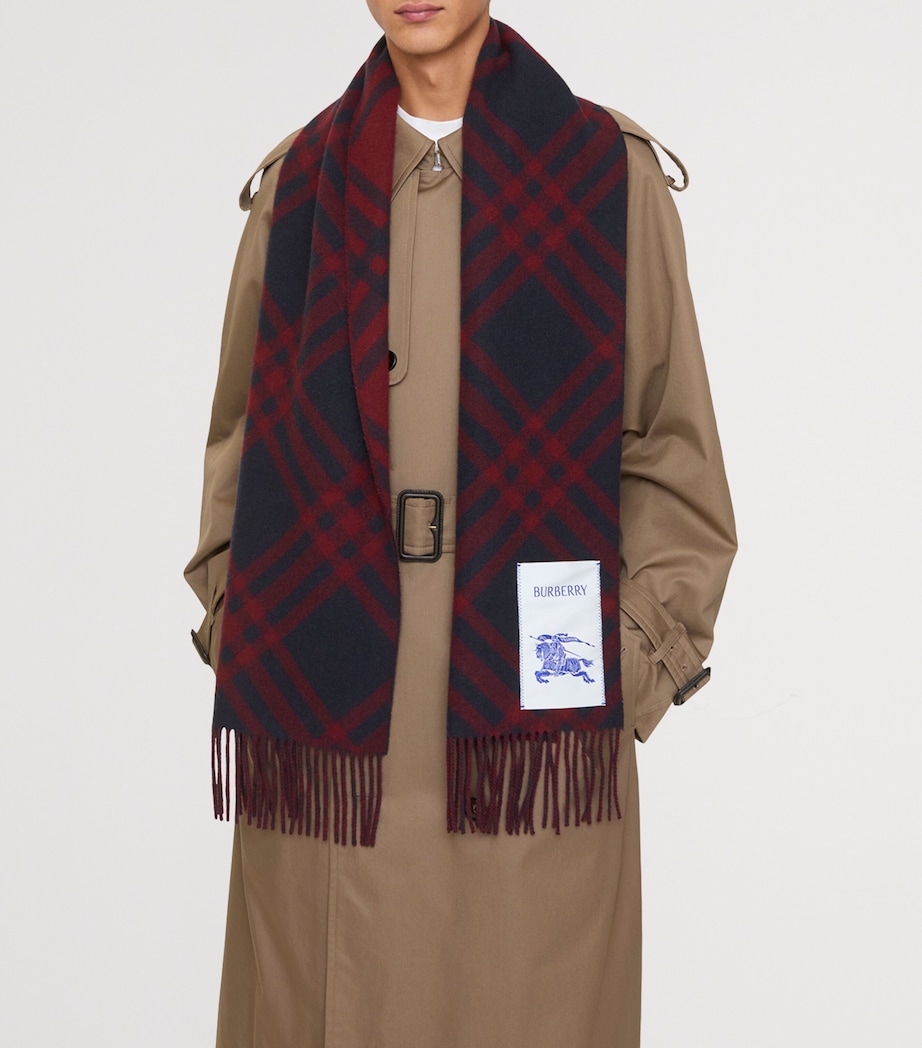 Burberry Cashmere Check Scarf Ink Blue Image 3