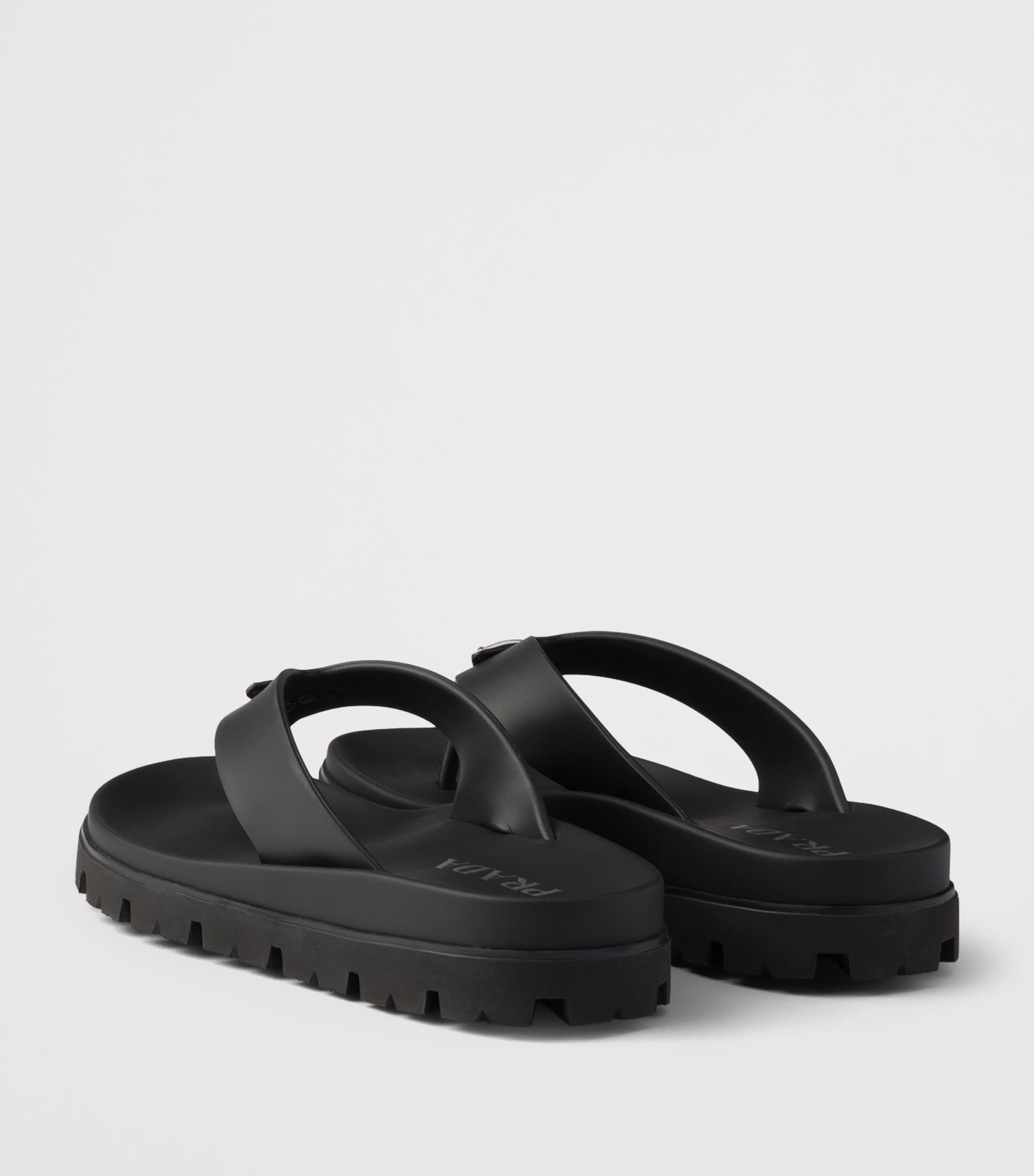 Prada Rubber Logo Thong Sandals Black Image 4