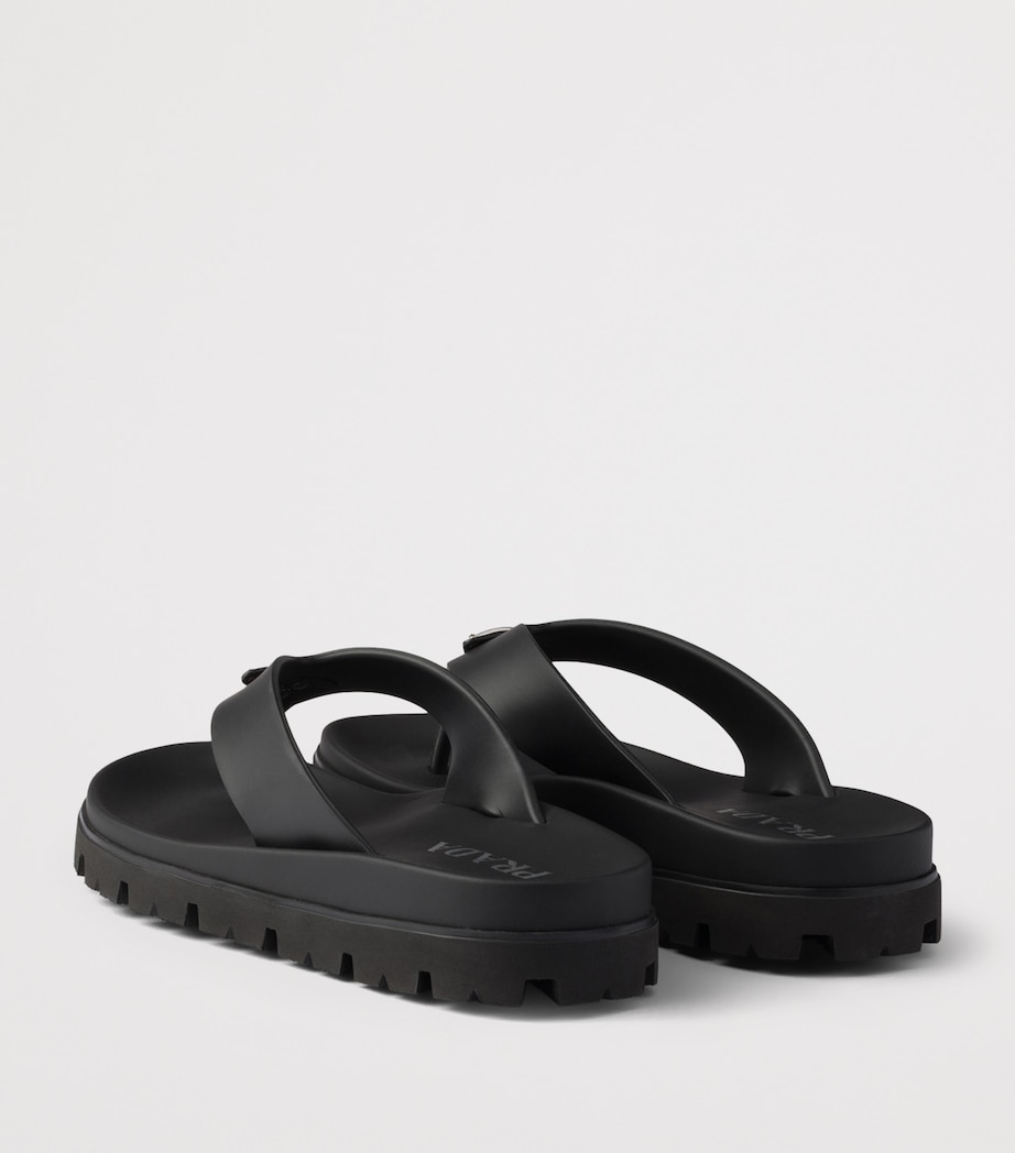 Prada Rubber Logo Thong Sandals Black Image 4