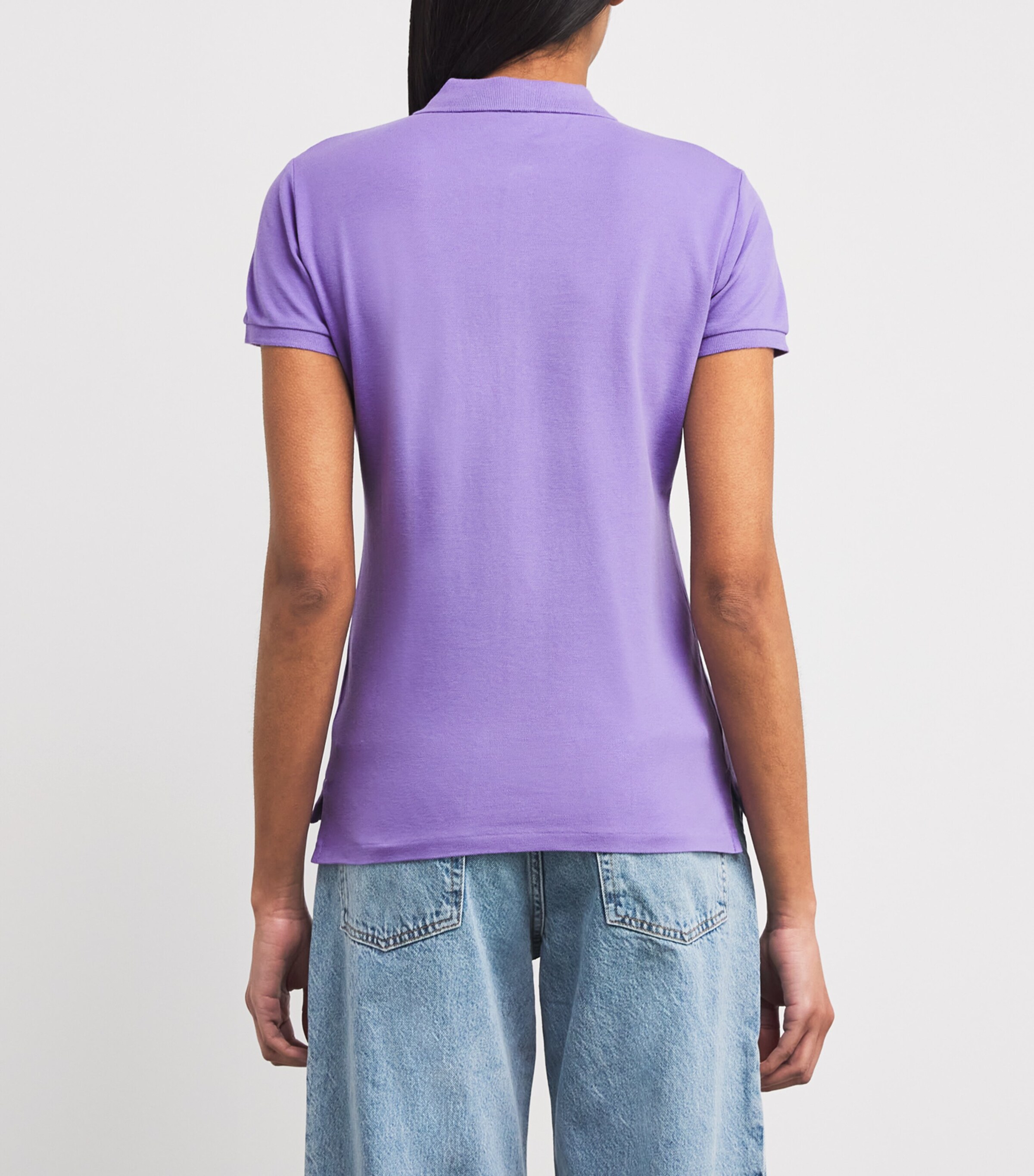 Polo Ralph Lauren Womens Stretch-Cotton Julie Polo Shirt Purple Image 4
