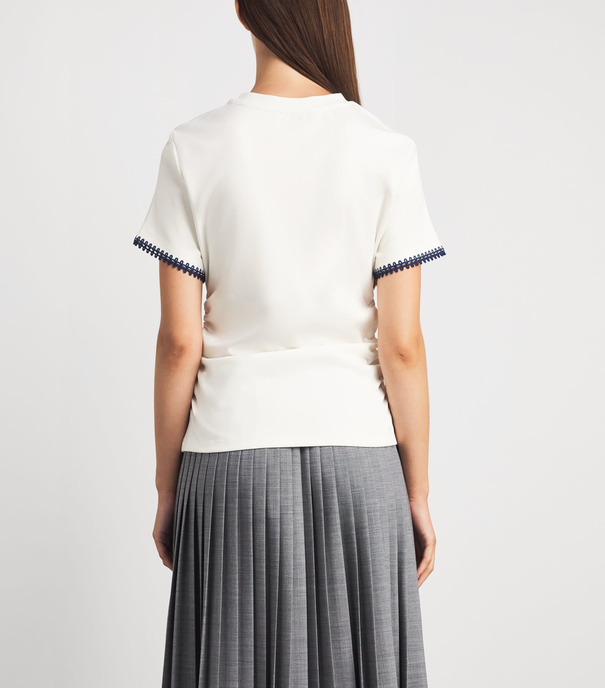 Claudie Pierlot Womens Ruched Embroidered Logo T-Shirt Ecru Image 5