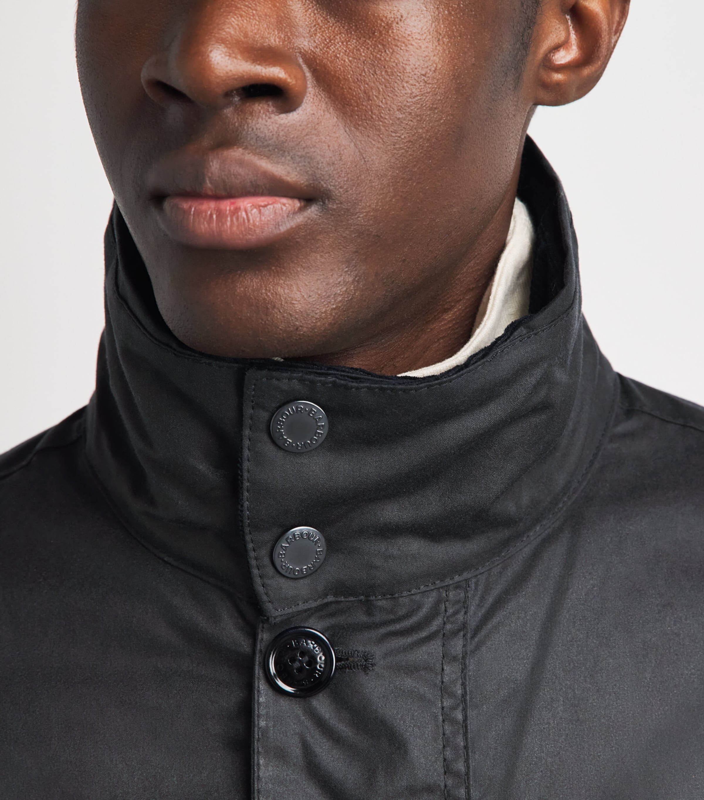 Barbour Mens Waxed Cotton Modern Powell Jacket Navy Image 3