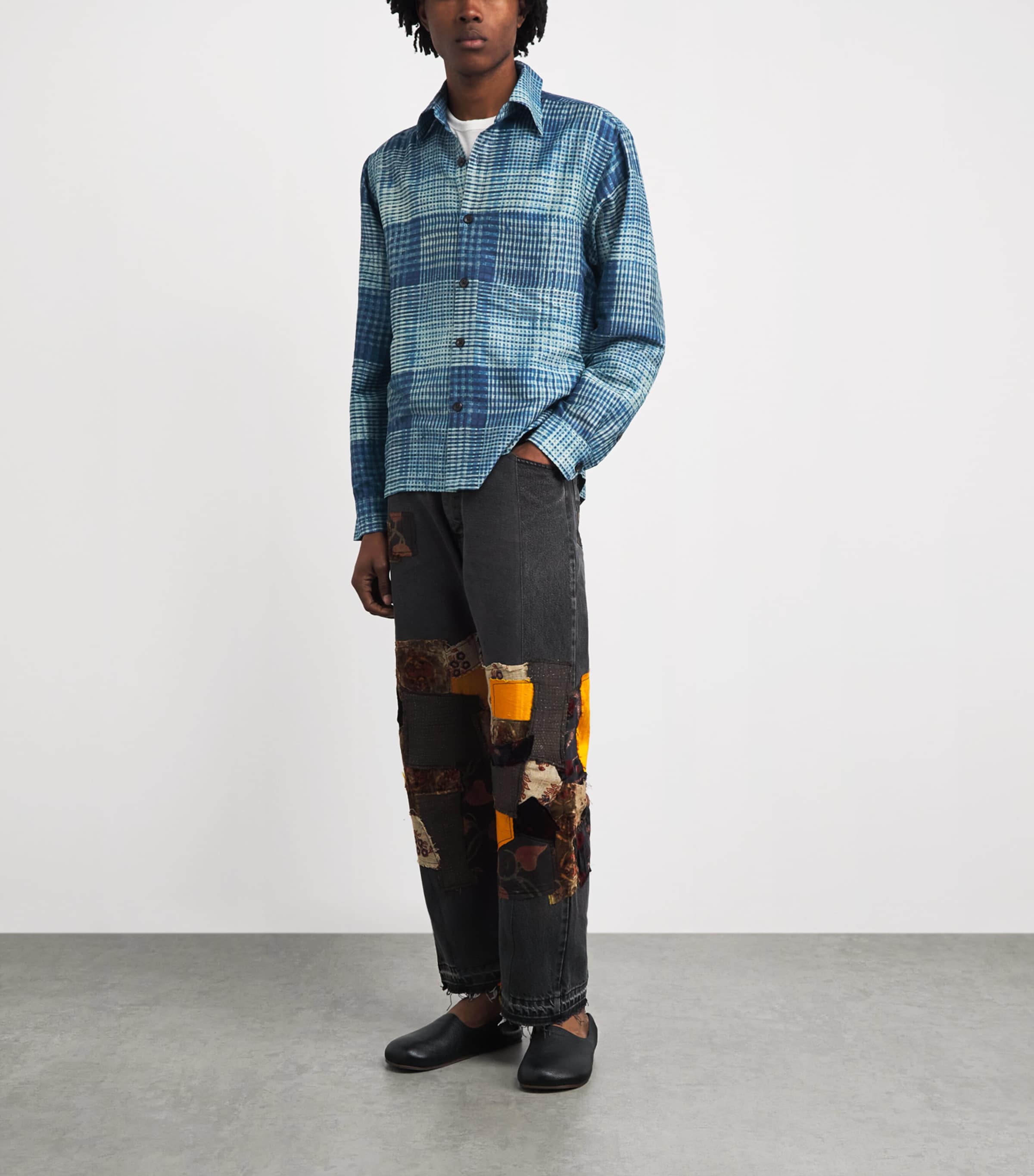 Kartik Research Mens Silk Check Shirt Green/ Black/ Moss Image 2