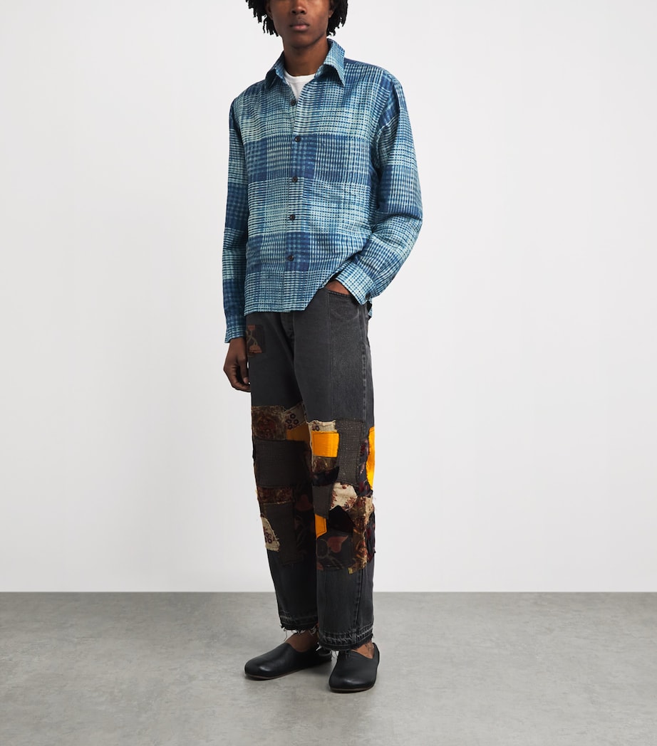 Kartik Research Mens Silk Check Shirt Green/ Black/ Moss Image 2