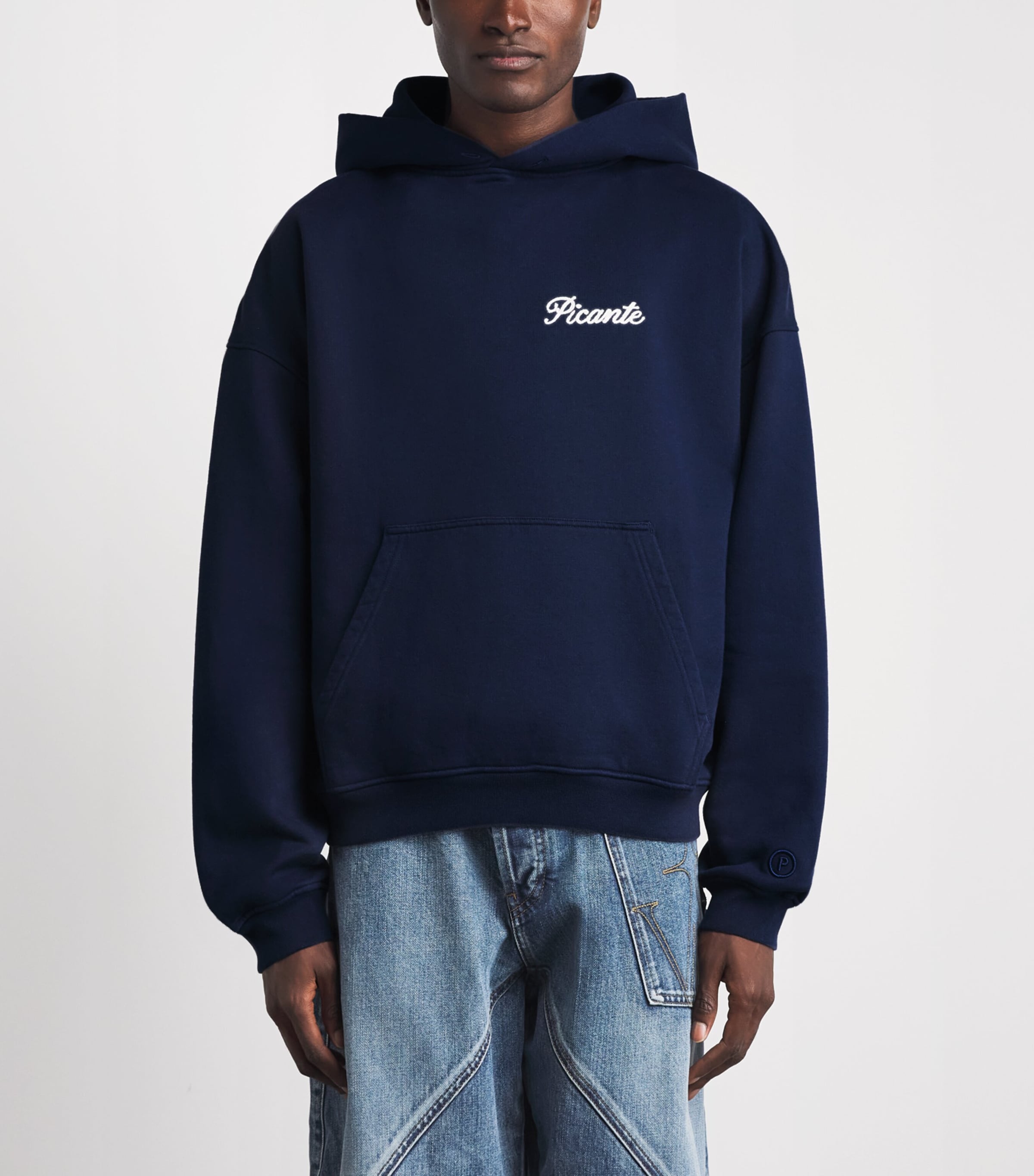 Picante Mens Organic Cotton Tailor Logo Hoodie Navy Image 4