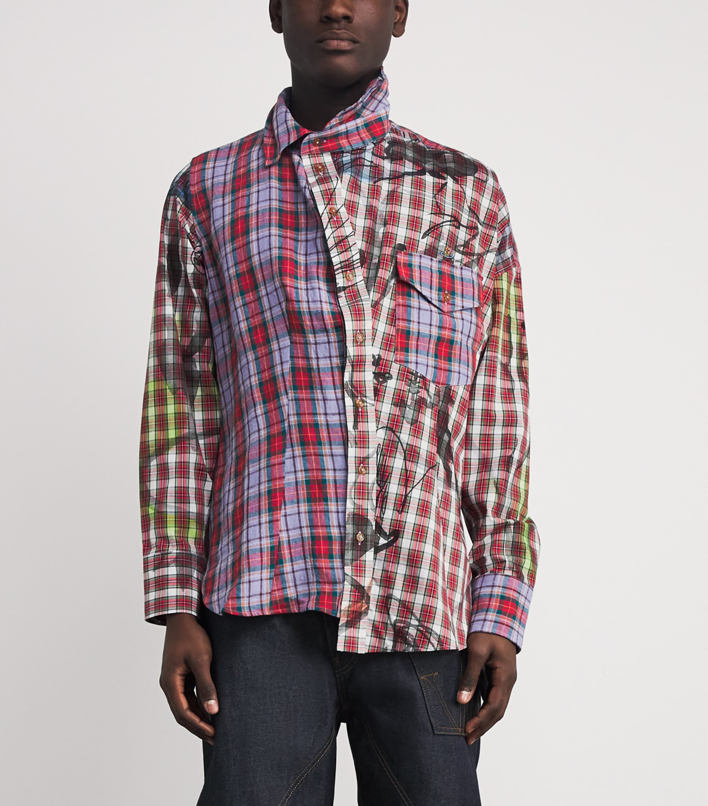 Cotton-Linen Check Chaos Shirt O101 MULTI Image 3