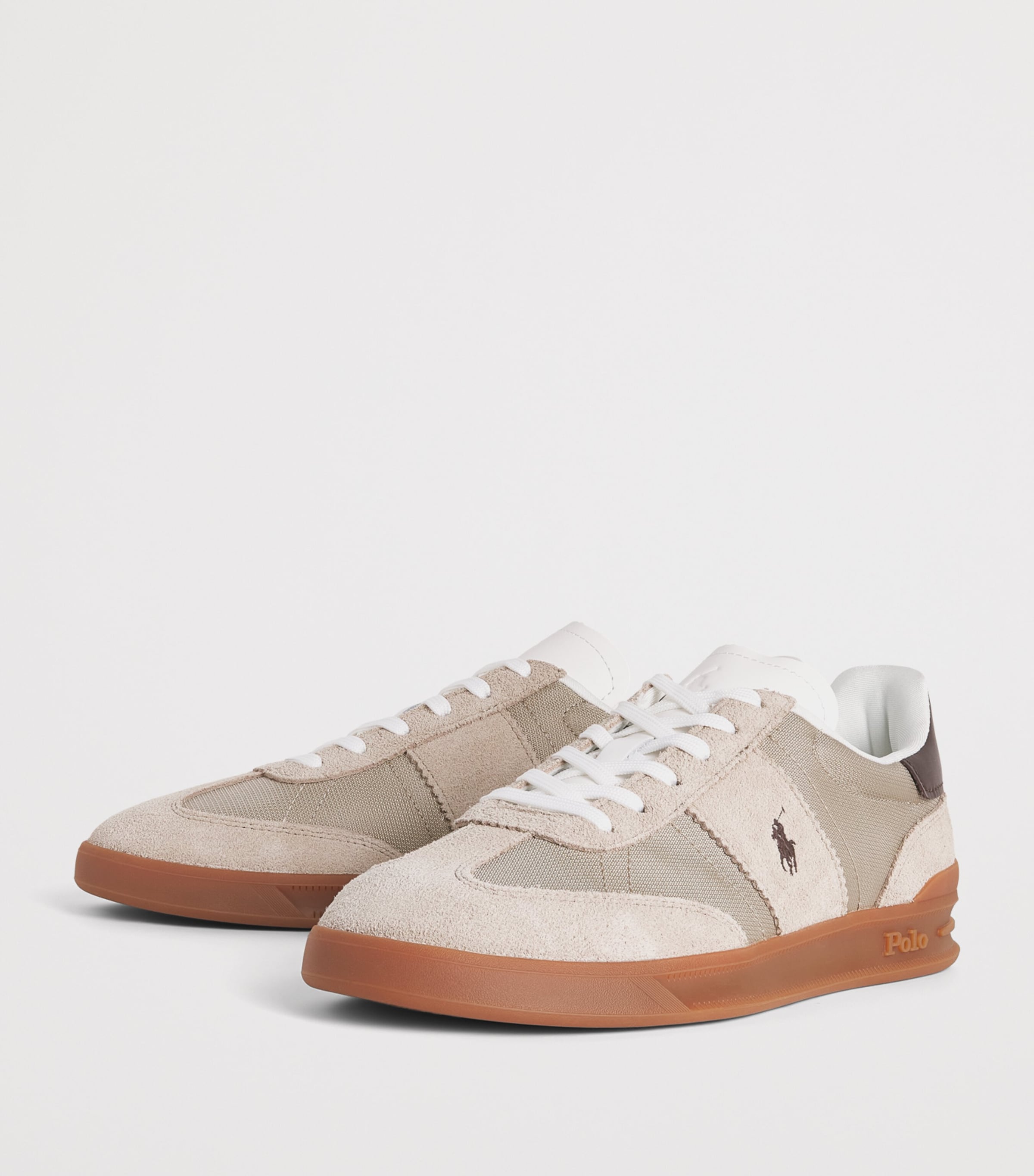 Polo Ralph Lauren Suede-Blend Heritage Court Sneakers Milkshake/dark Brown Image 3