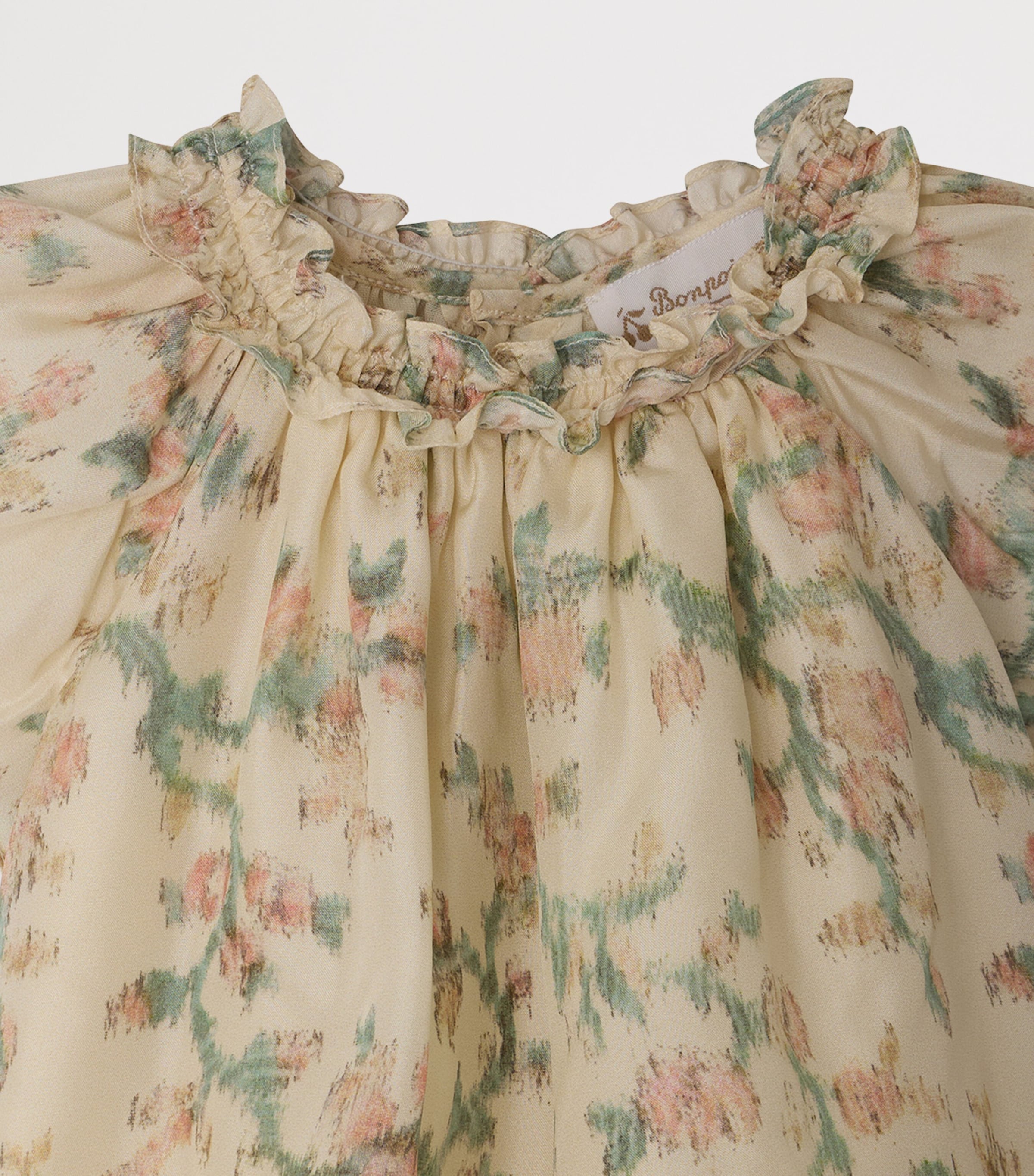 Bonpoint Silk Floral Print Loudna Dress and Bloomers Set (6-18 Months) Fl Vert Image 3