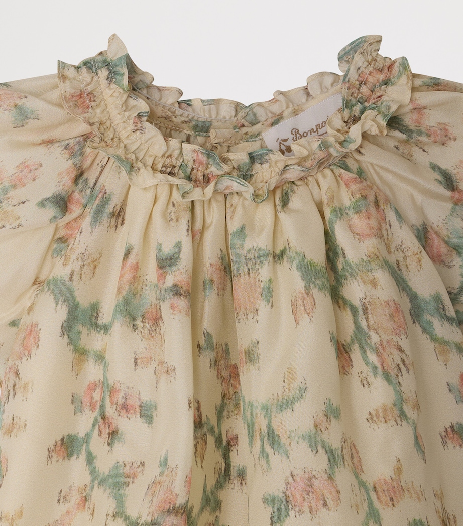 Bonpoint Silk Floral Print Loudna Dress and Bloomers Set (6-18 Months) Fl Vert Image 3