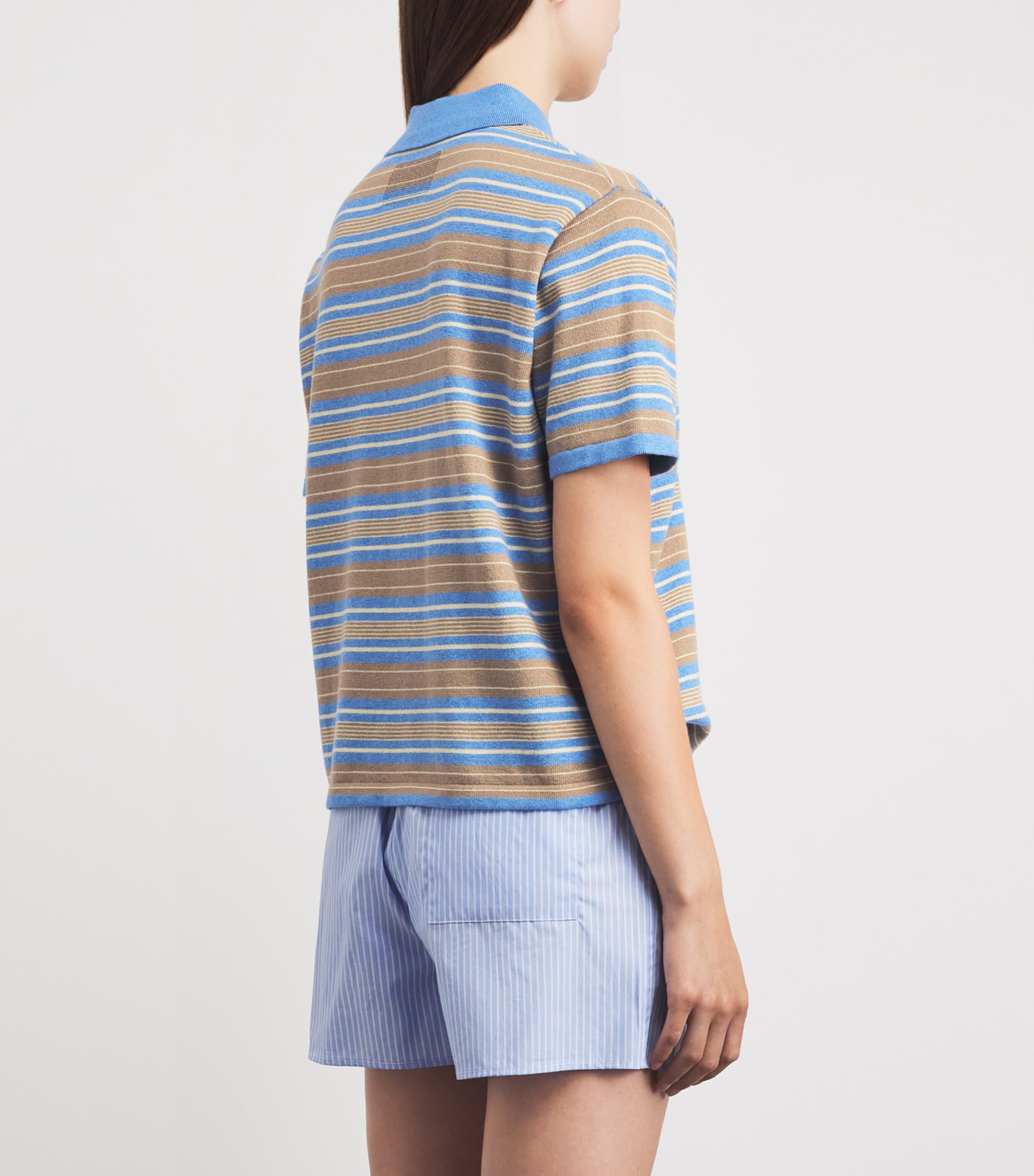 Guest In Residence Womens Cotton-Cashmere Stripe Rugby Shirt Delft Blue Combo Image 5