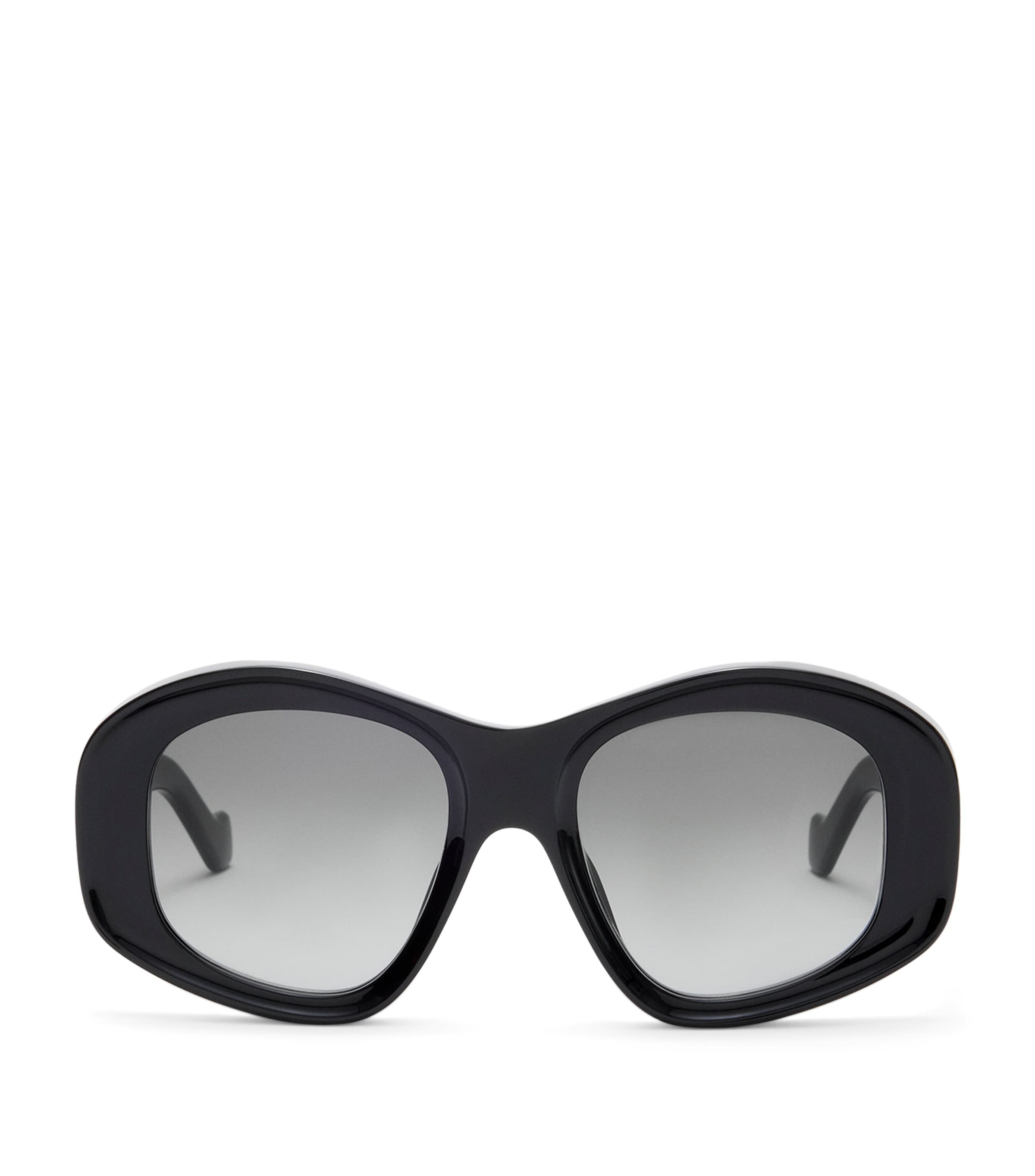 Acetate Pentagon Bevelled Sunglasses BLACK Image 1