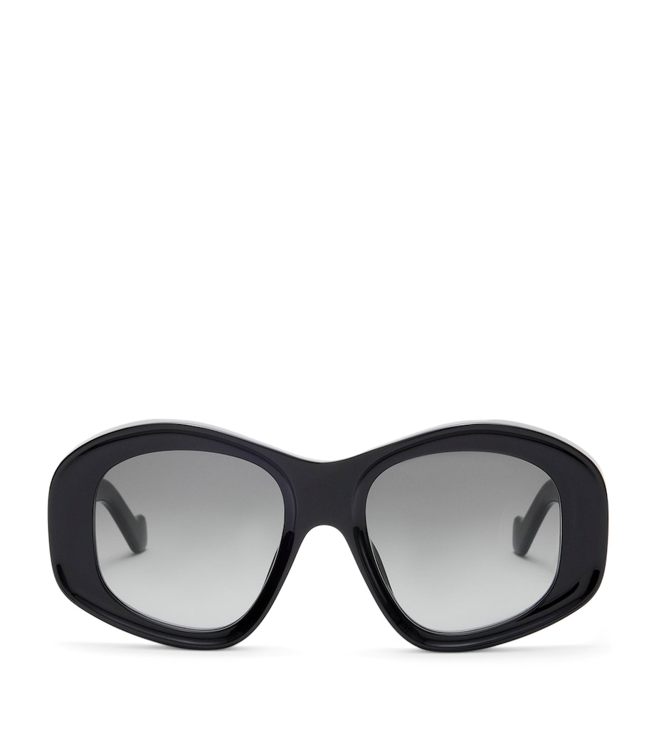 Acetate Pentagon Bevelled Sunglasses BLACK Image 1