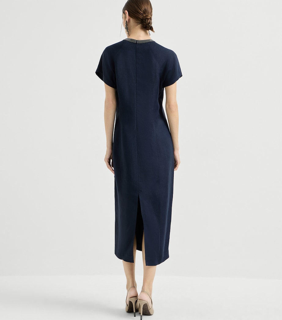 Brunello Cucinelli Womens Monili-Trim Midi Dress Image 5